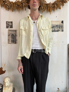 1950s Thrashed Gabardine Loop Collar Button Up (Boxy M)