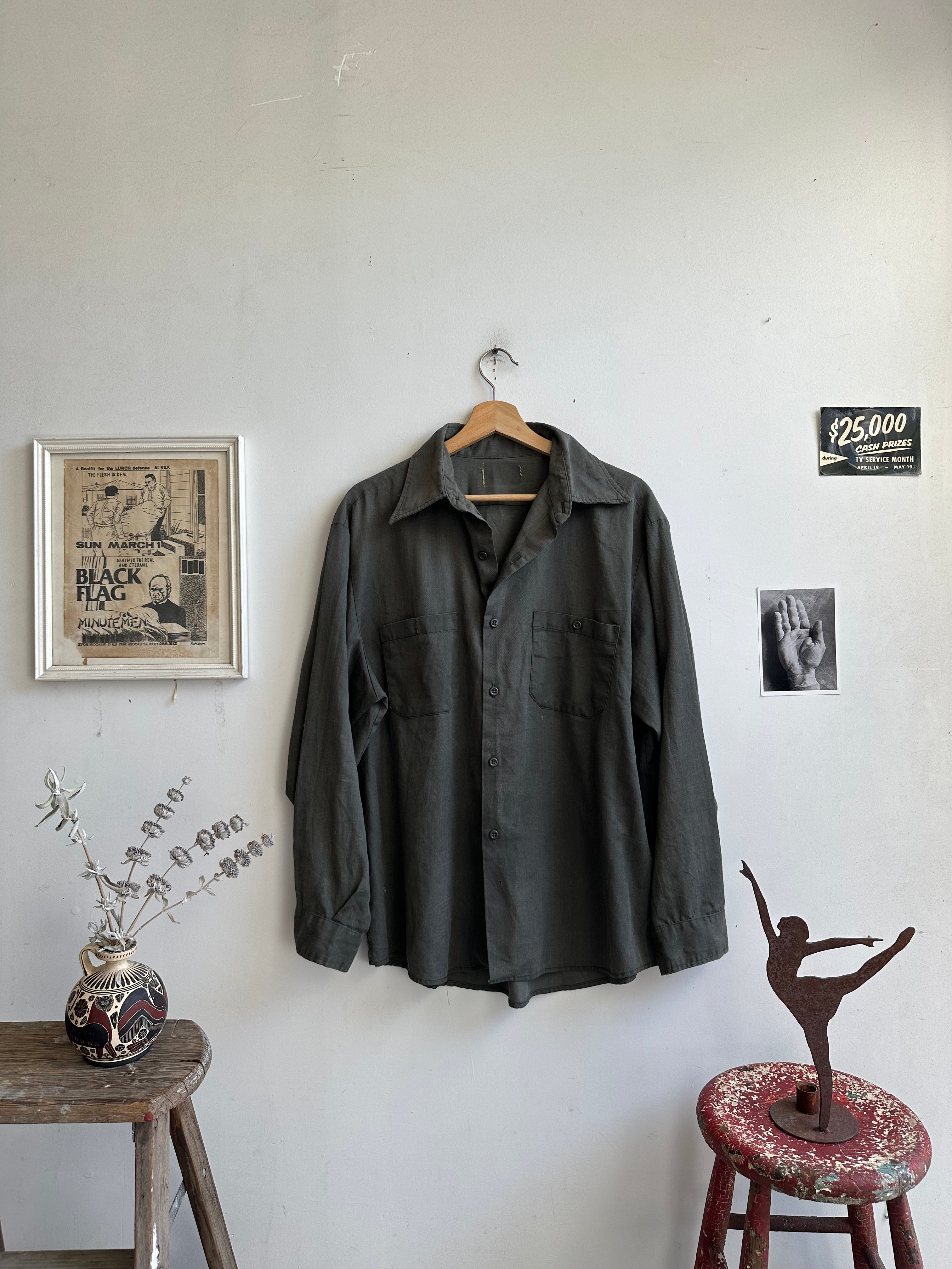 1970s Gray/Green Workshirt (XL)