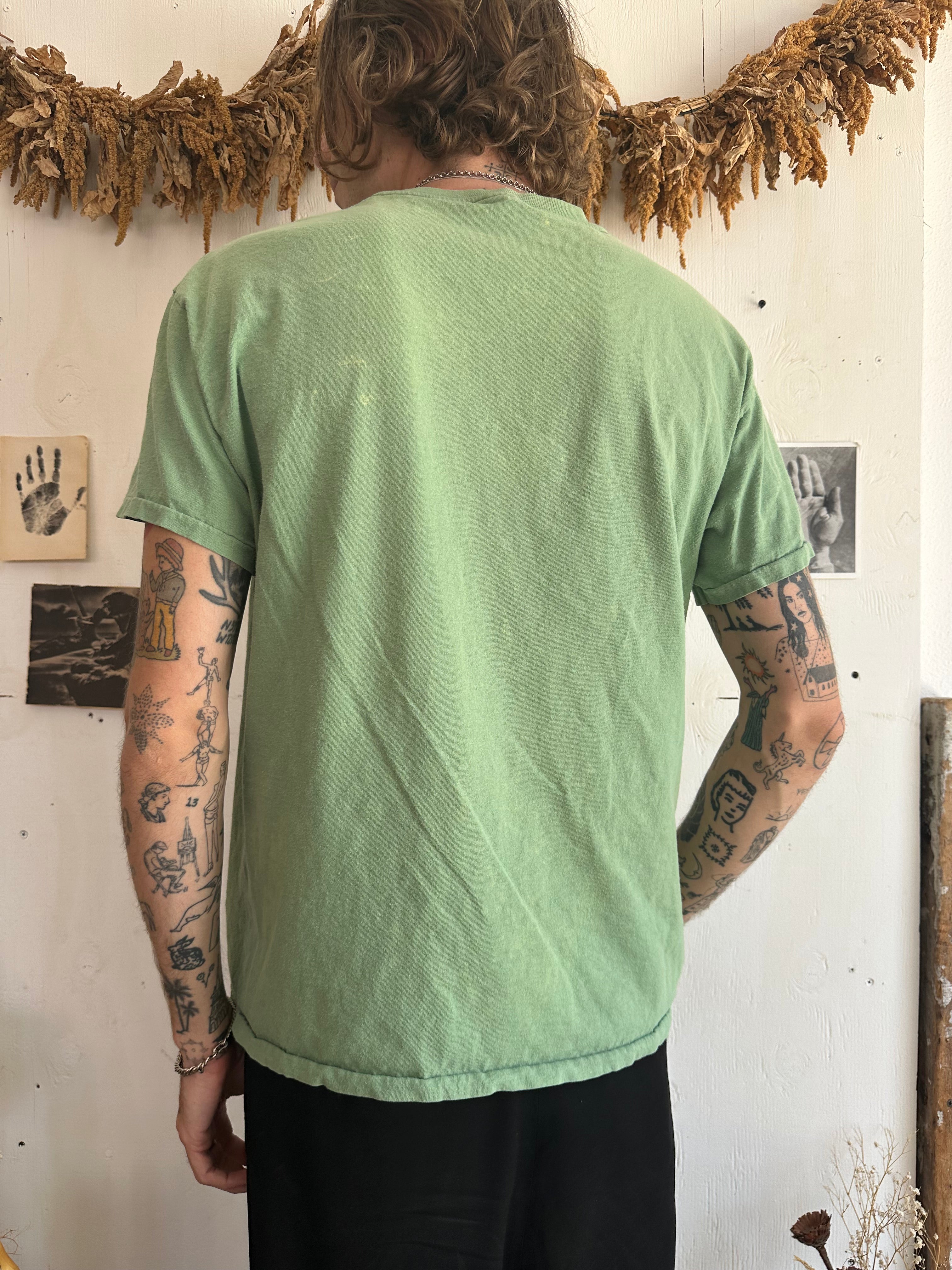 1990s Sun Faded Green Pocket Tee (L)