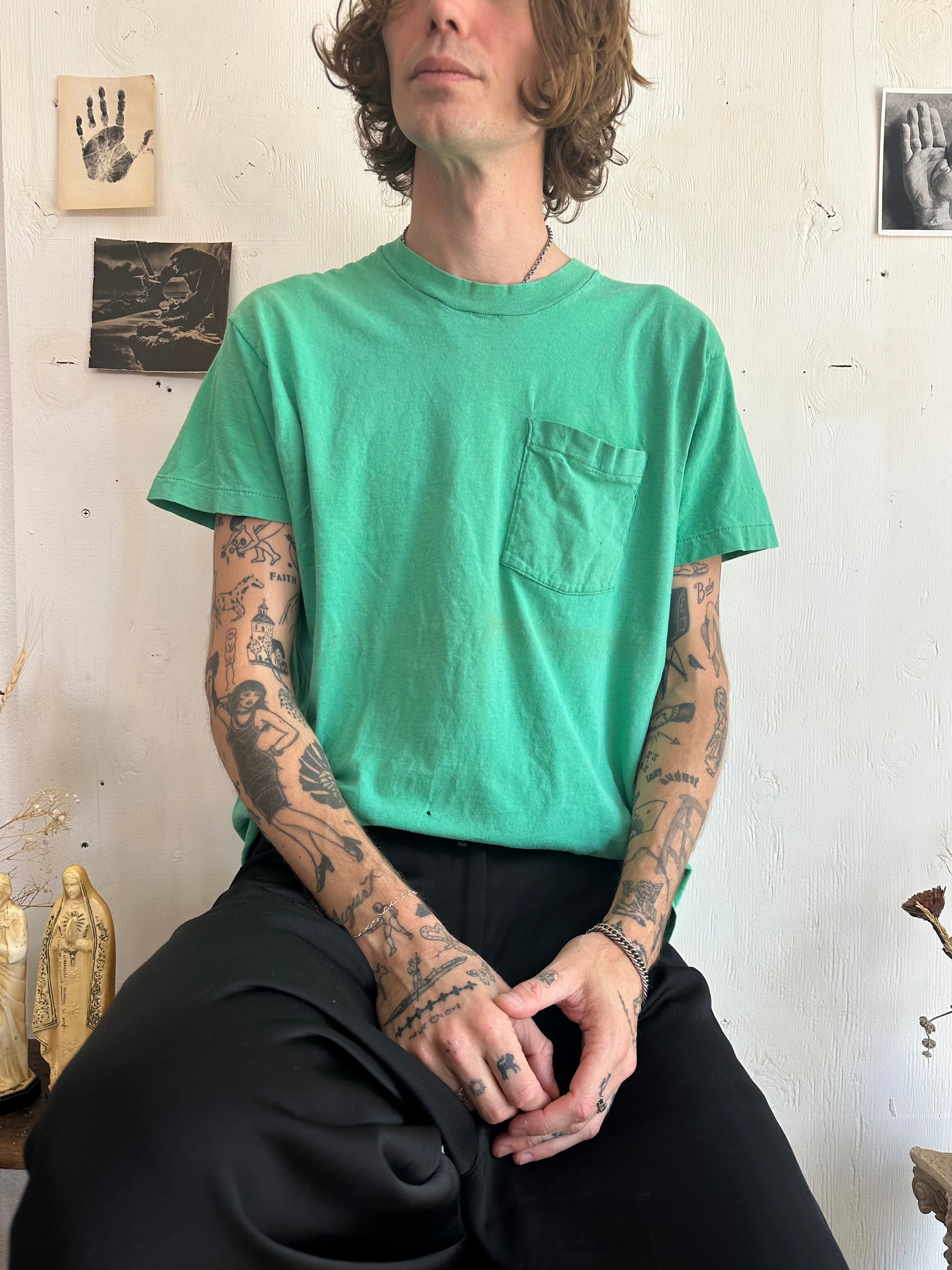 1970s Well Worn Green Pocket Tee (XL)