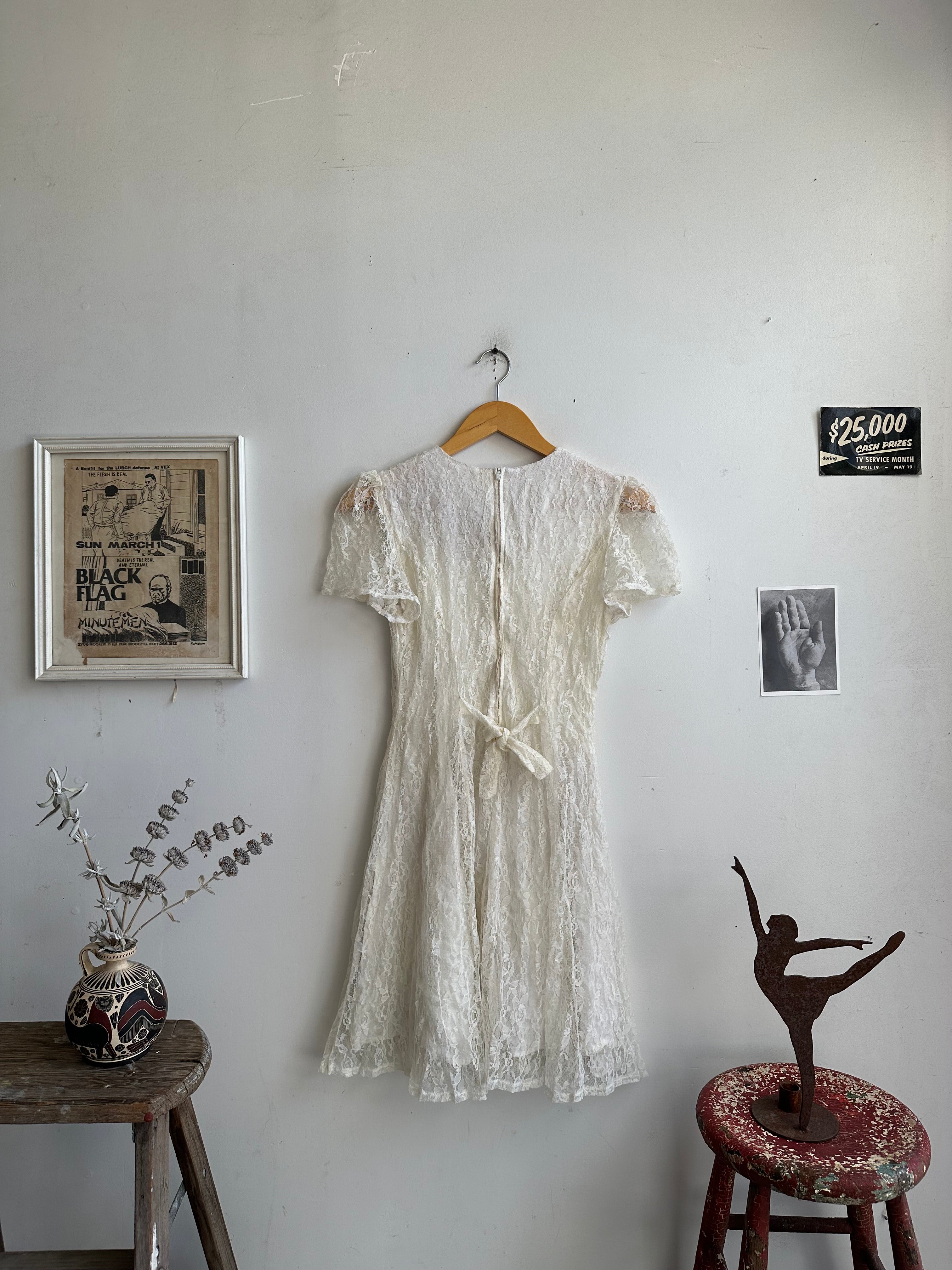 1960s Lace Bow Lined Dress (XS/S)