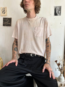 1990s Paper Thin Stained Pink Pocket Tee (Boxy XL)