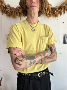 1990s Faded Canary Yellow Pocket Tee (L)