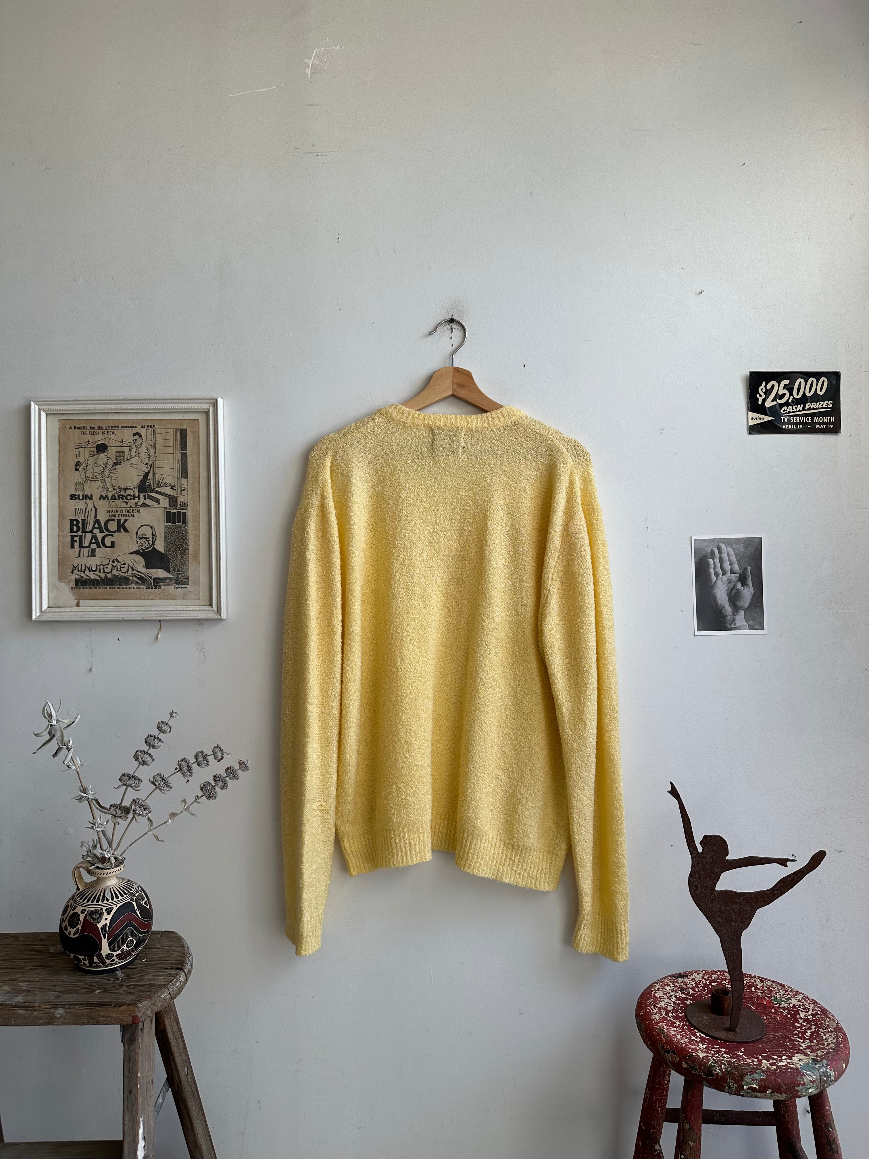 1970s Yellow Knit V Sweater (M/L)