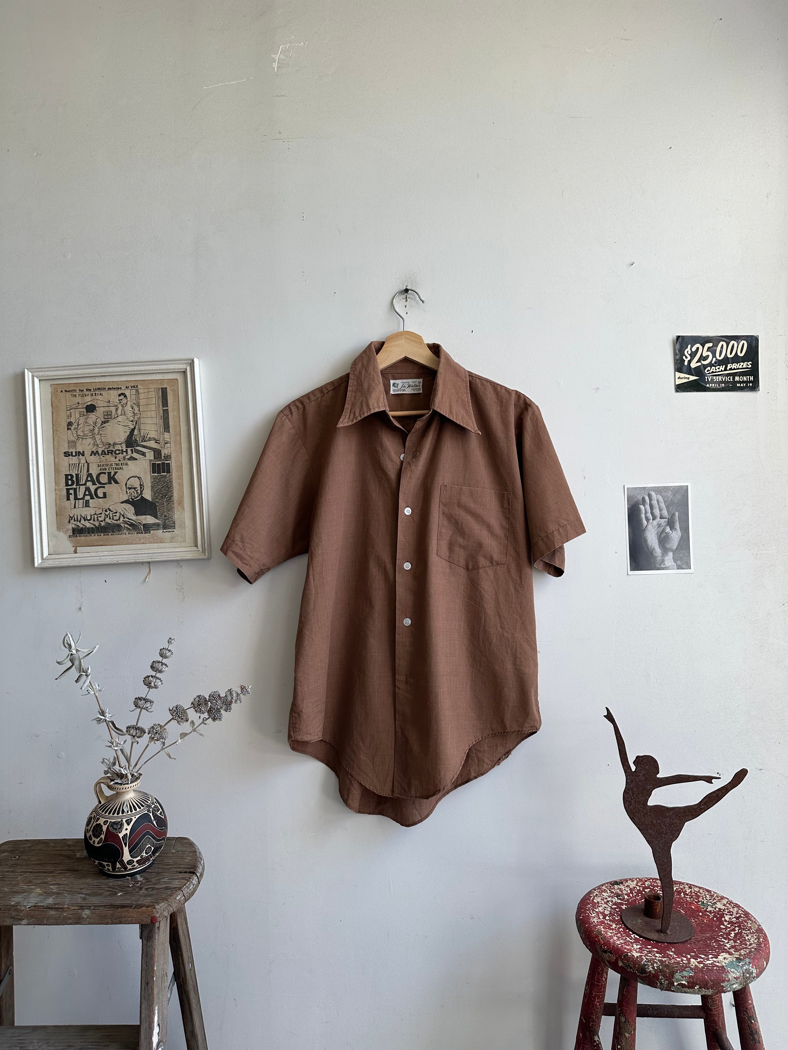 1970s Light Brown Button Up (L/XL)