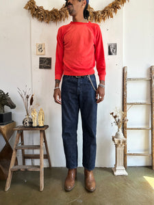 1980s Sun Faded Cherry Red Well Worn Raglan (M)