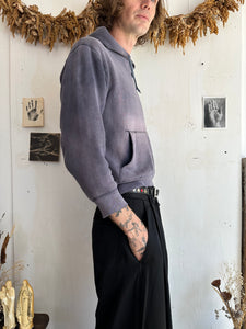 1950s Sunfaded Midnight Black Thermal Lined Hoodie (Boxy S/M)