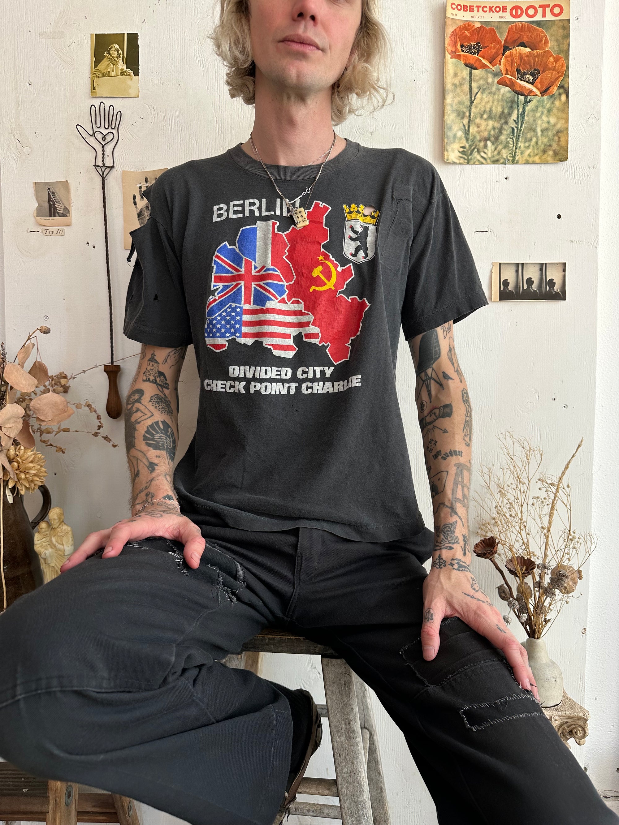 1980s Thrashed and Repaired Fall of the Berlin Wall Tee