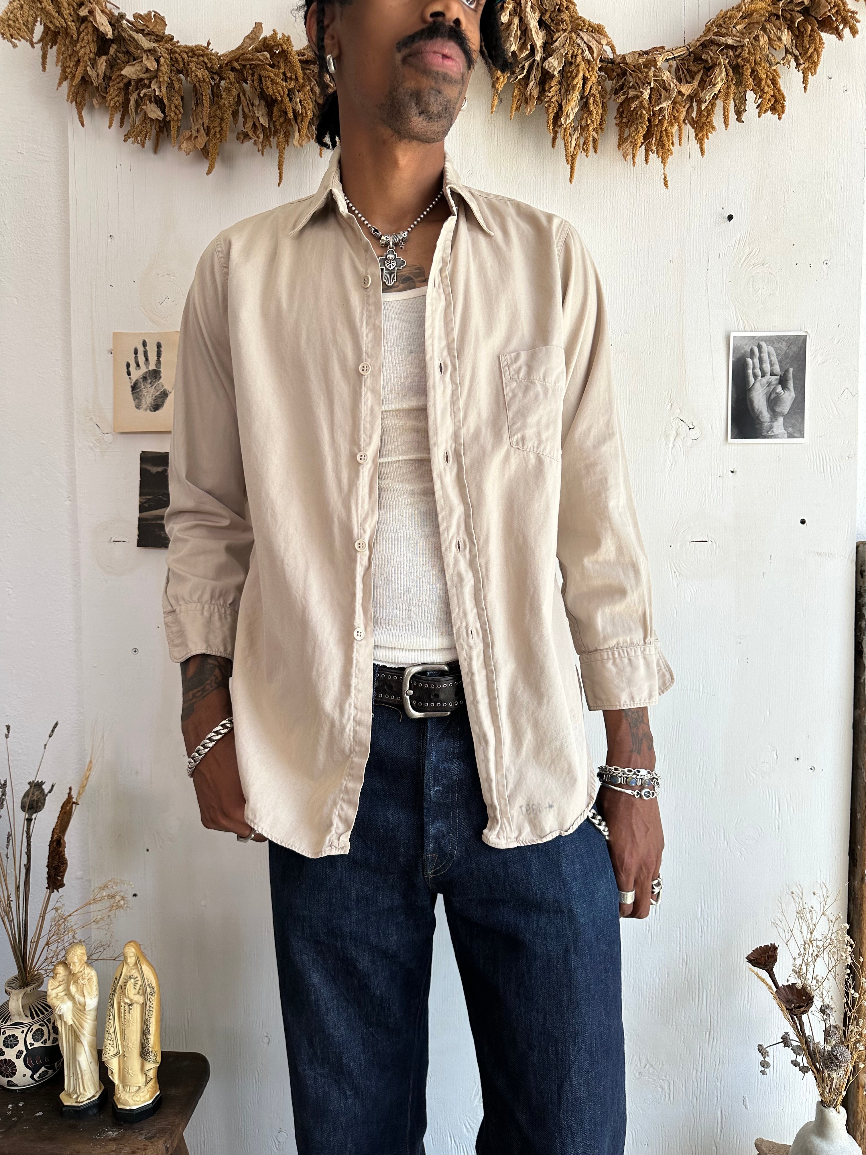 1950s Khaki Workshirt (L)
