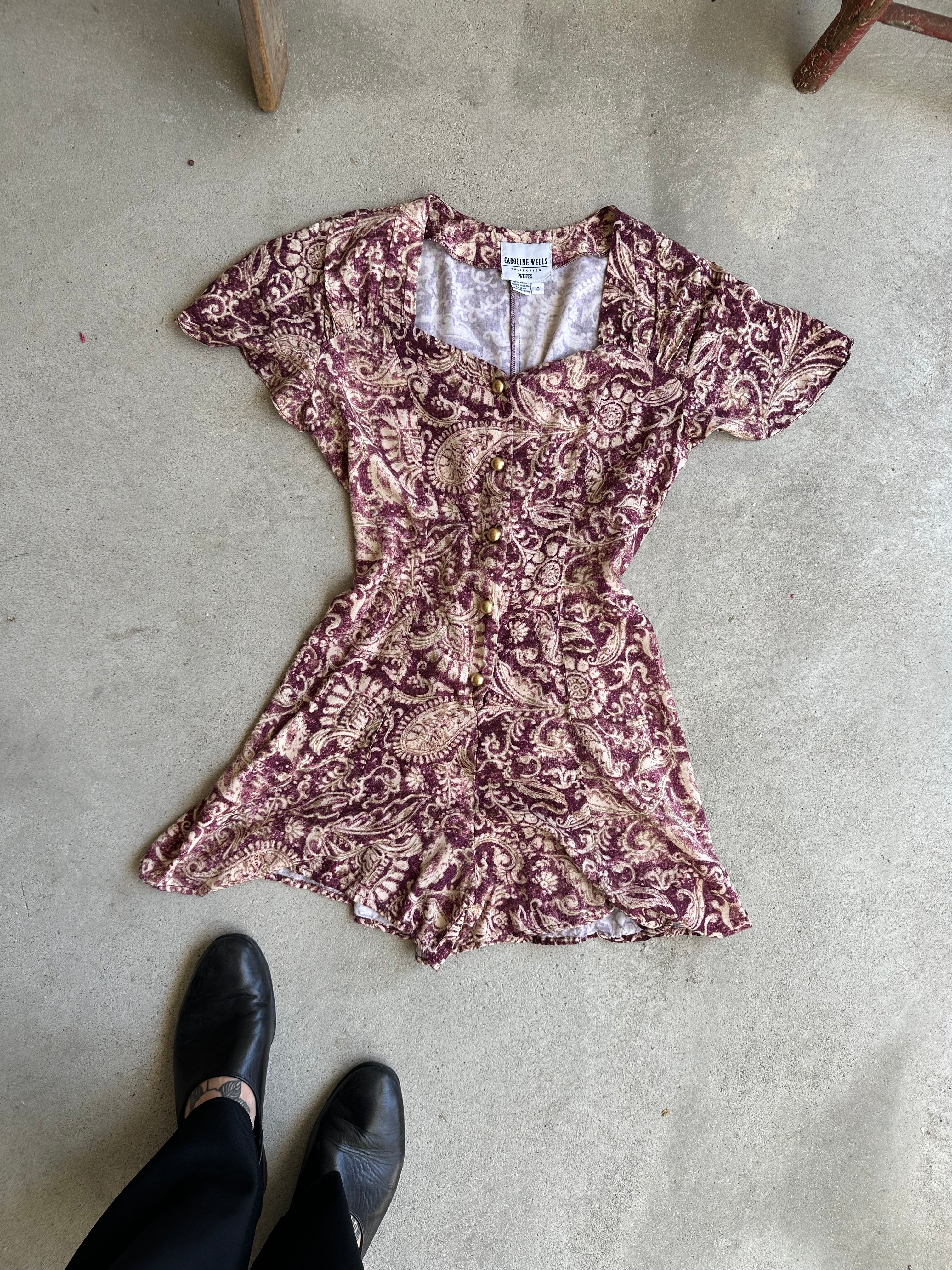 1990s Purple Paisley Romper (L)