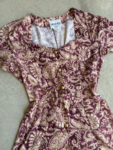 1990s Purple Paisley Romper (L)