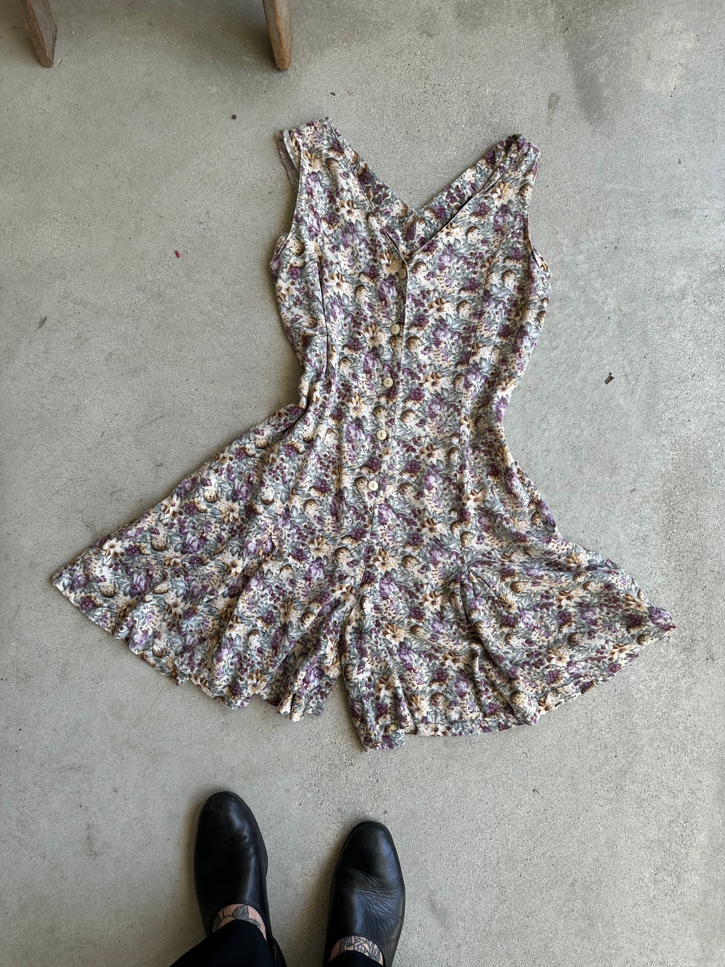 1990s Floral Button Up Romper (M)