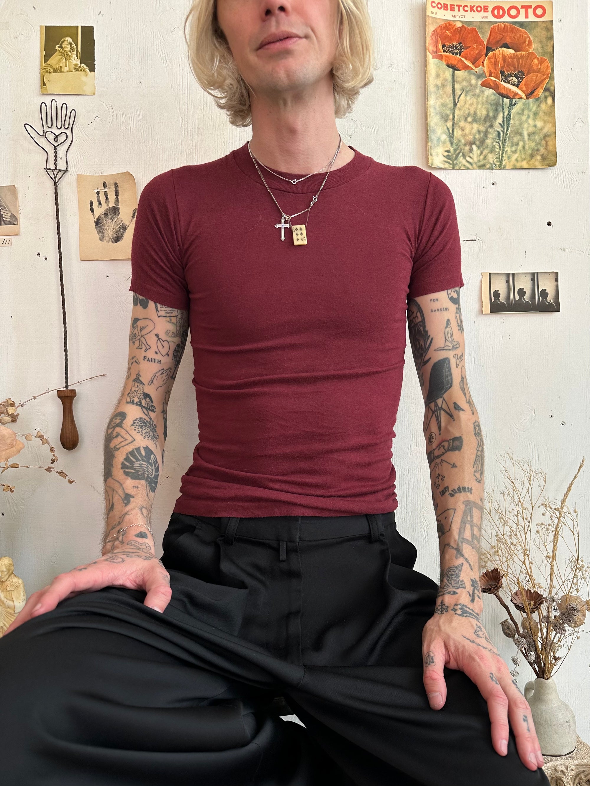1980s Burgundy Blank