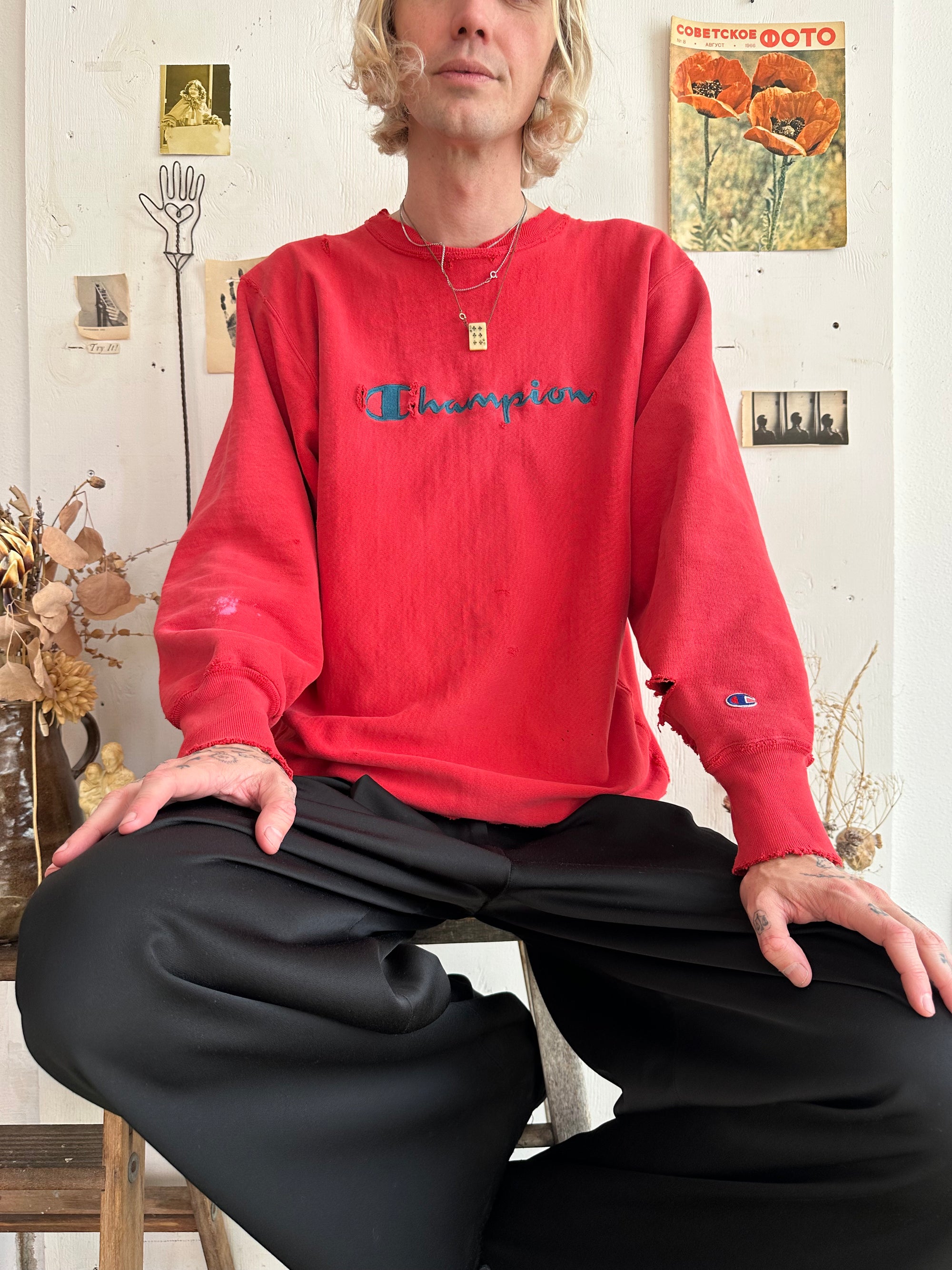 1990s Thrashed Champion Reverse Weave Crewneck