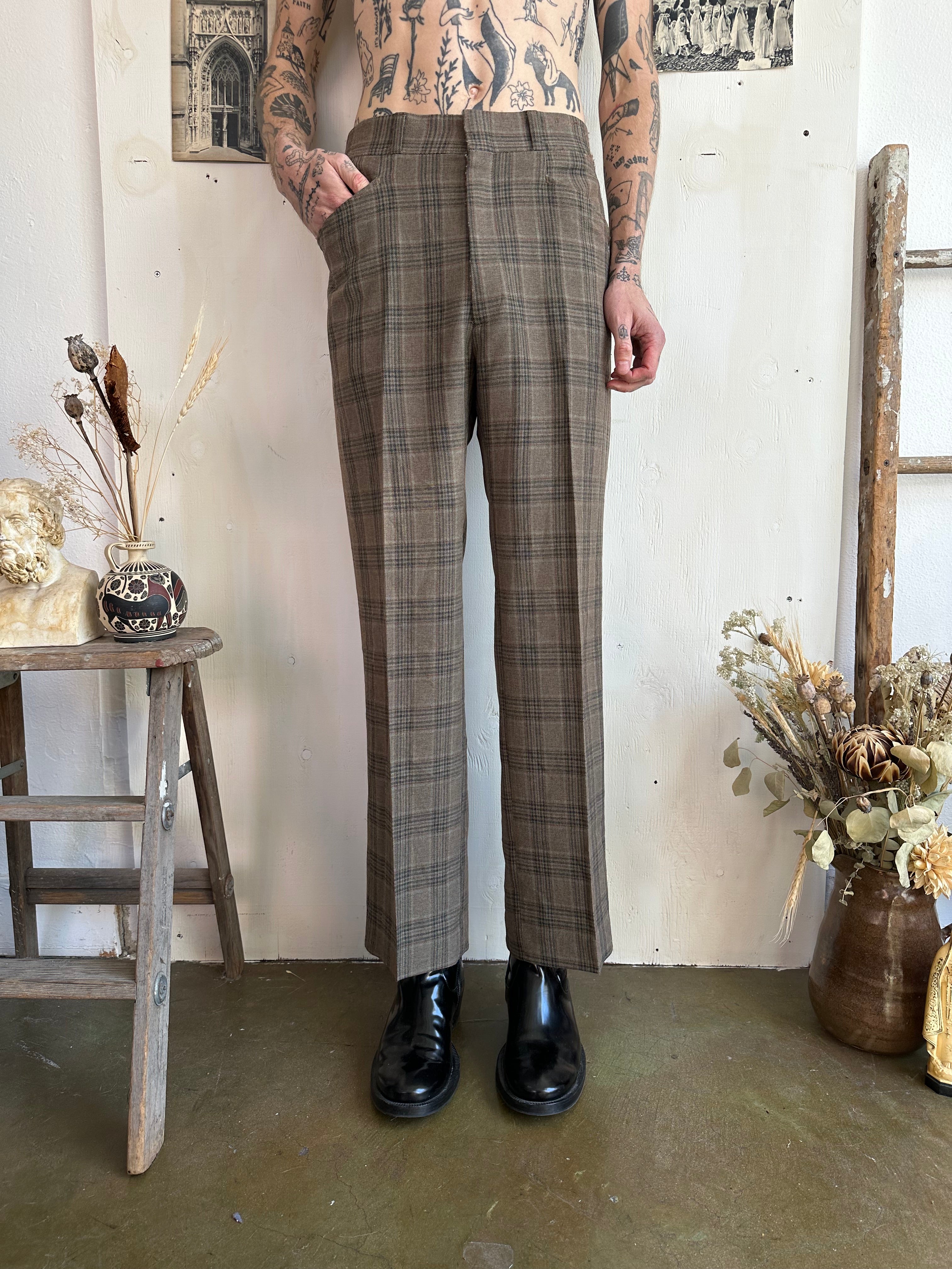 1970s Plaid Flair Trousers (34/31)