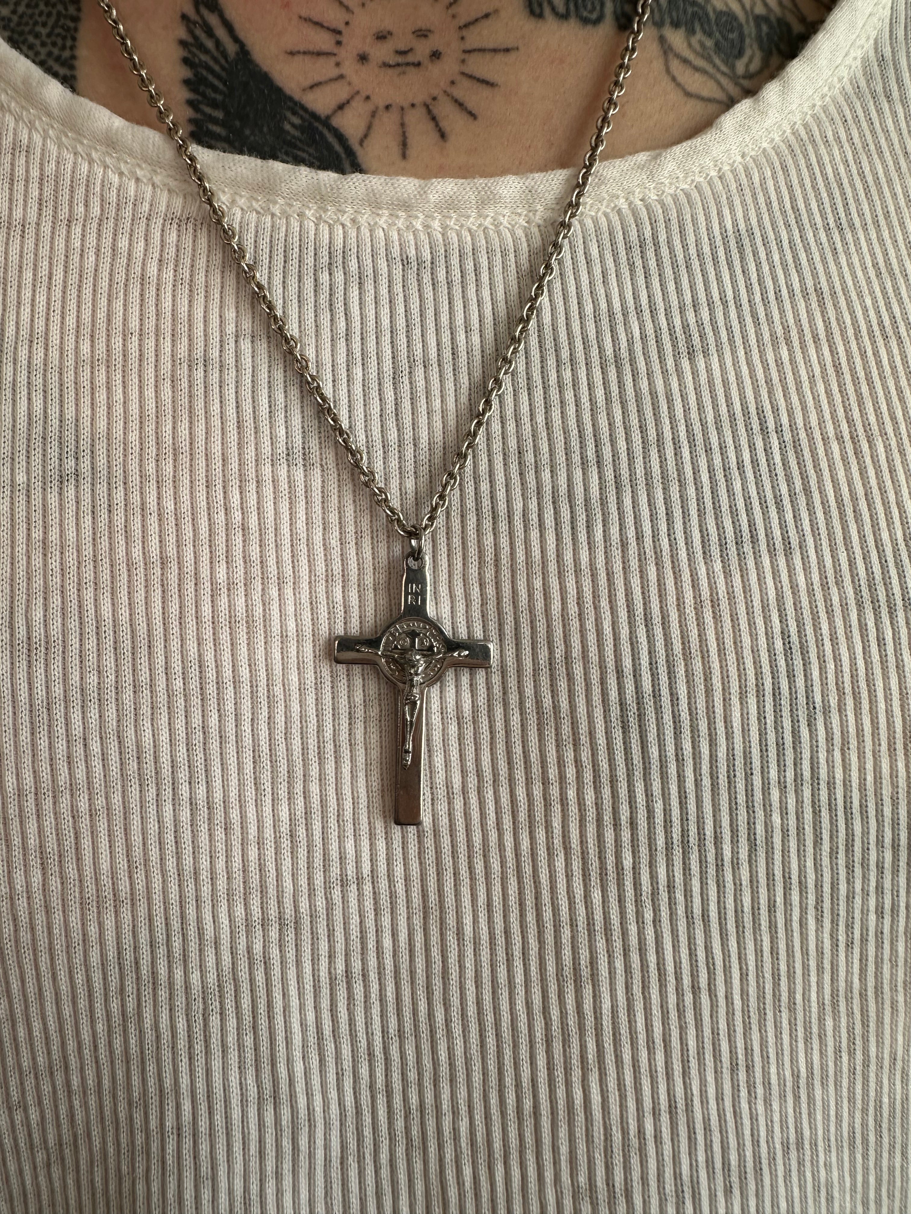 Vintage Sterling Chain w/ Cross Pendant