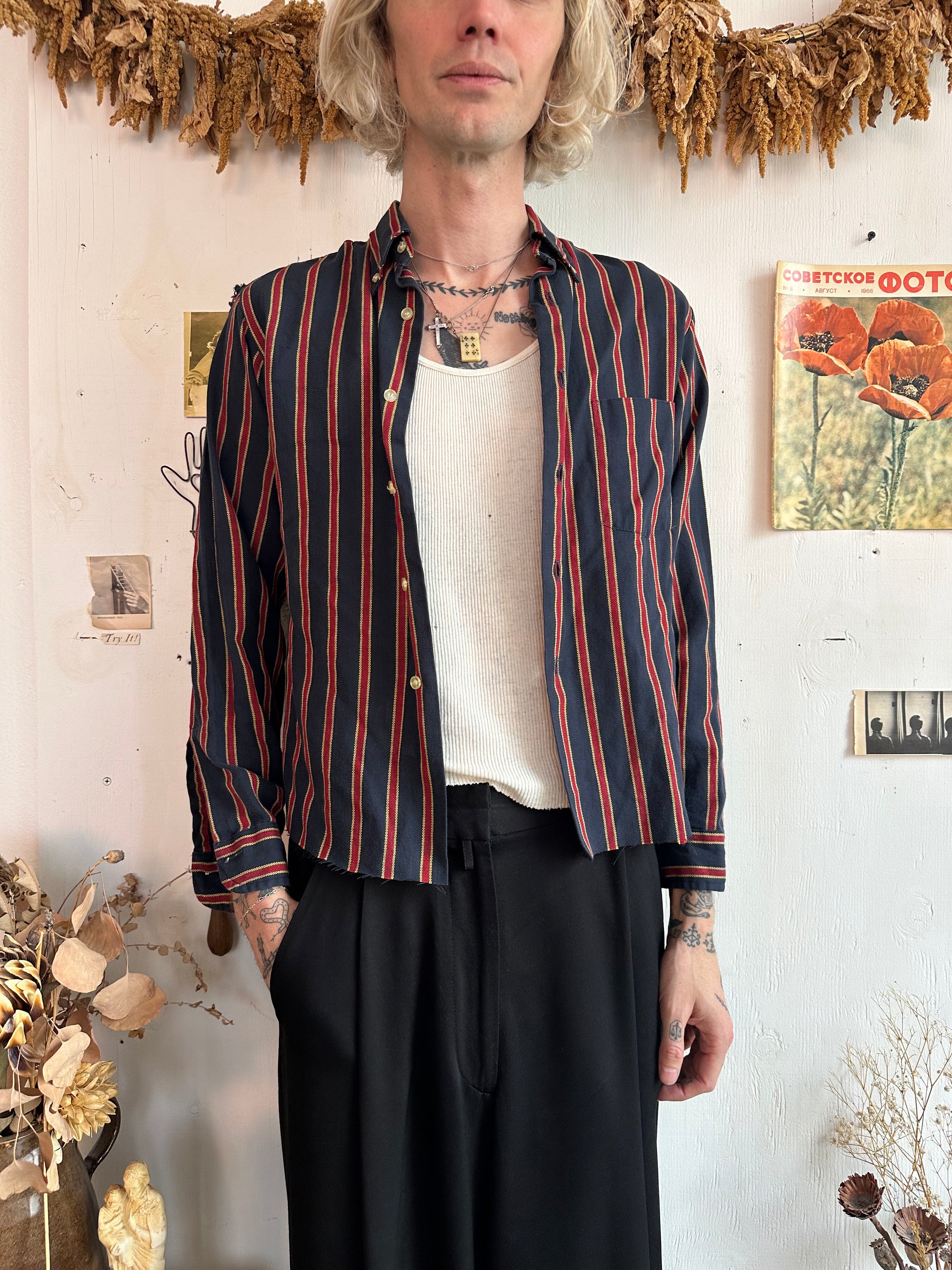 1970s Striped Button Down