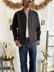 1950s Plaid Loop Collar Wool Flannel (Boxy L)