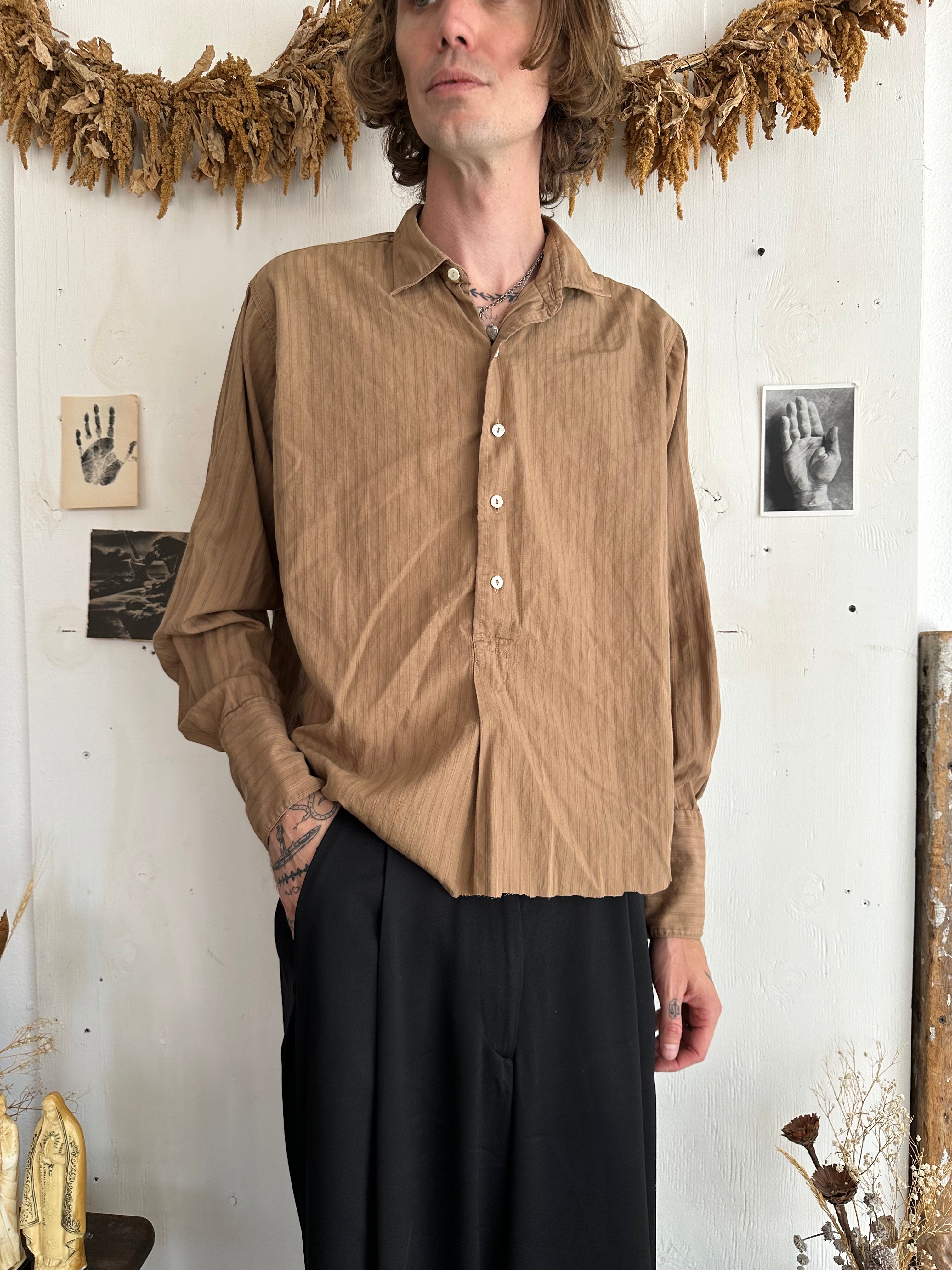 1940s Pinstripe Pullover Shirt (Boxy XL)