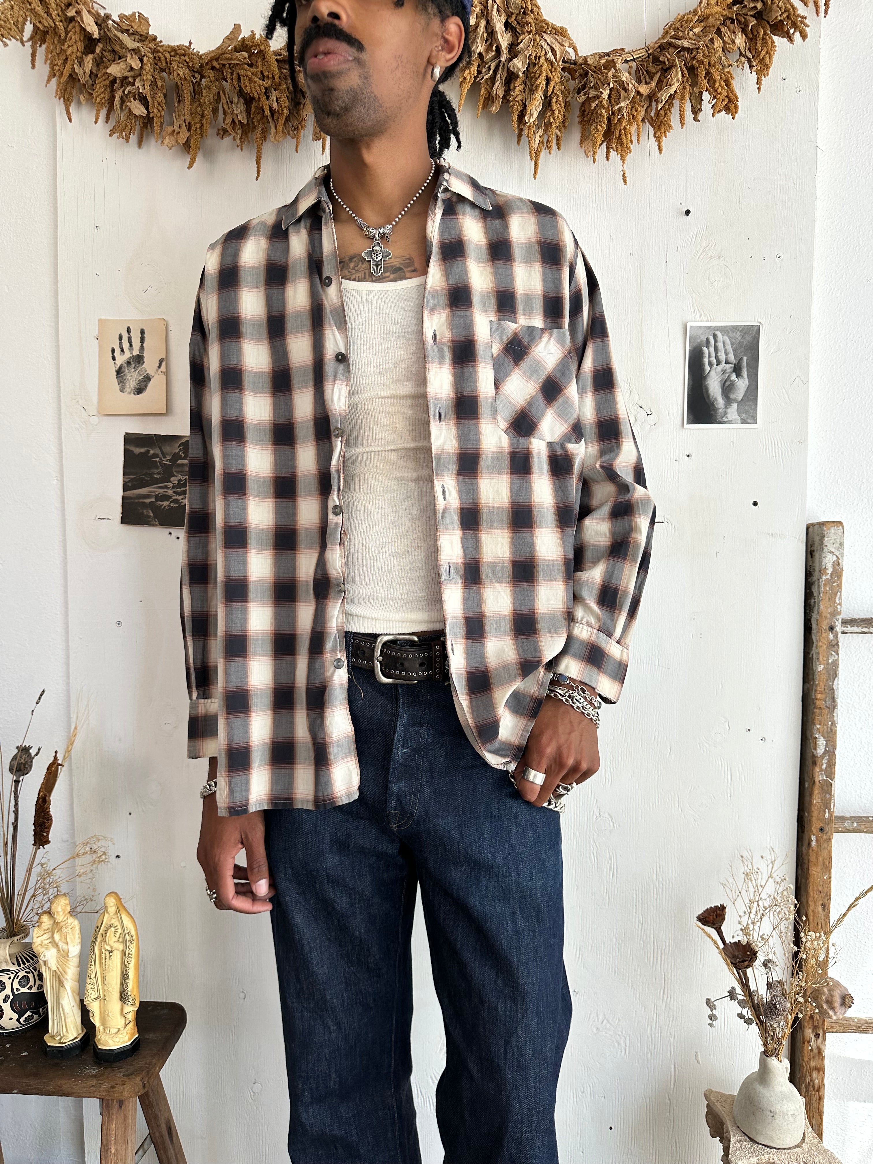 1950s Well Worn Shadow Check Button Up (XL)
