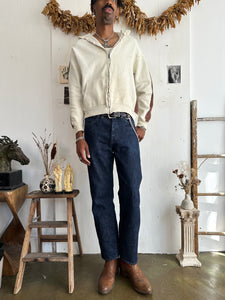 1980s Thrashed Colorblock Cream and Brown Zip Up (Boxy L)