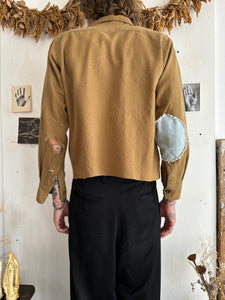 1940s Wool Thrashed and Patched Officers Shirt (Cropped S)