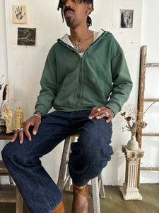 1970s Heavy Thermal Lined Green Zip Up (L)