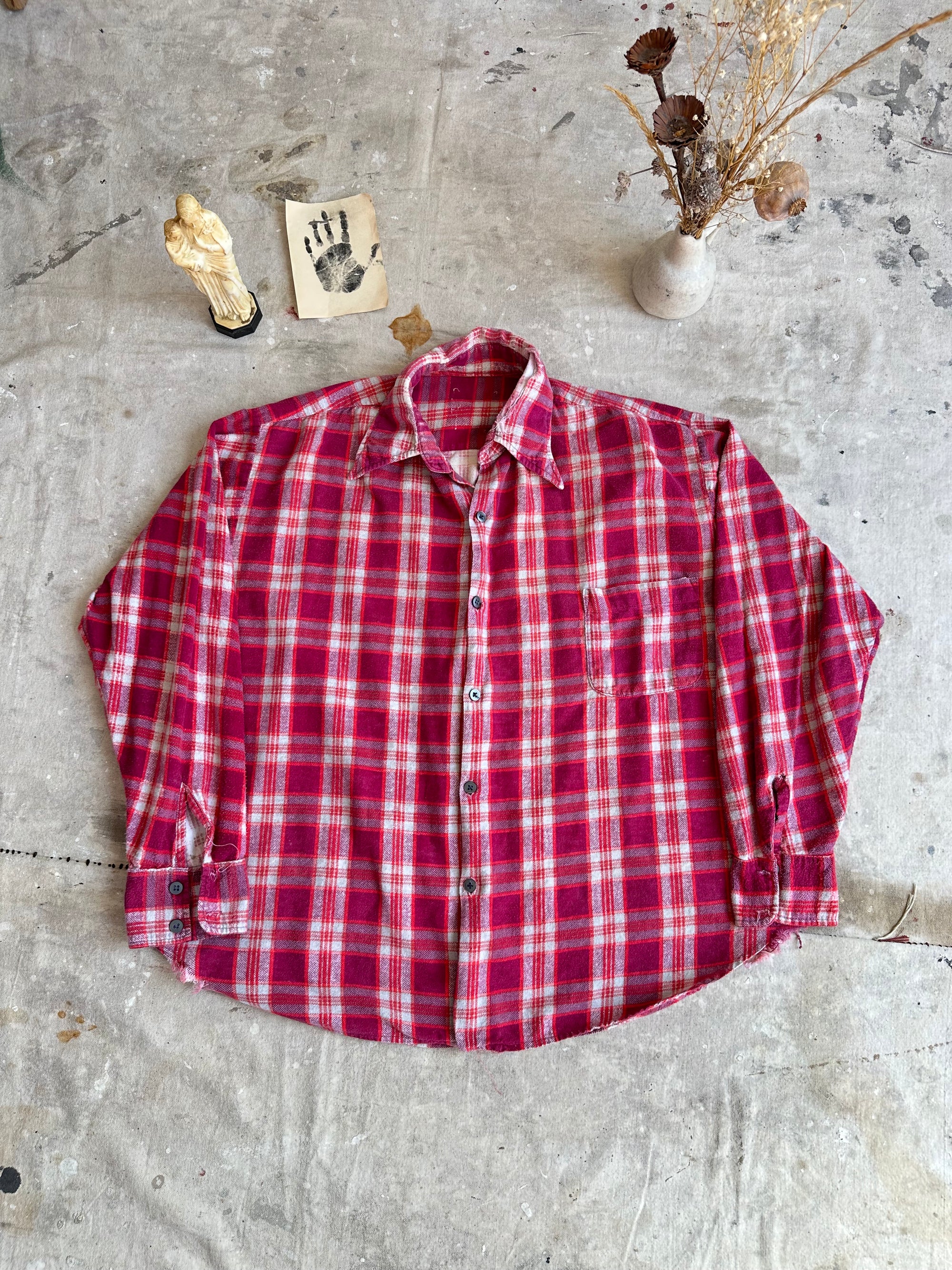 1970s Pink and Red Flannel