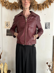 1970s Ox Blood Leather Jacket (Boxy M)