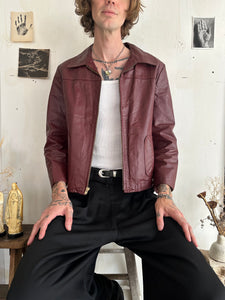 1970s Ox Blood Leather Jacket (Boxy M)