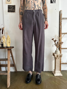 1960s Well Worn Baggy Linen Trousers W/ Pearl Button (30/30)