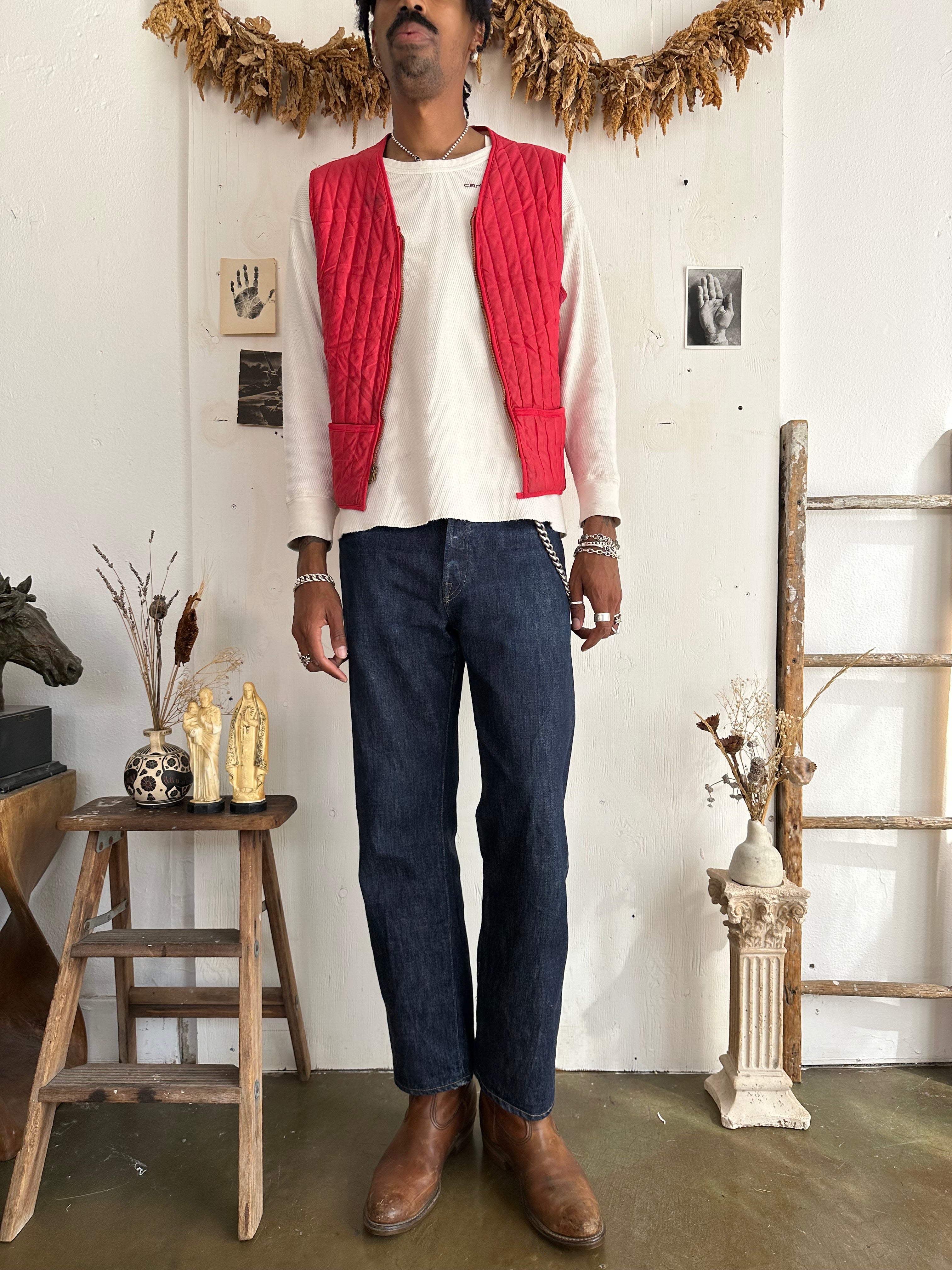 1960s Thrashed Sun Faded Liner Vest (M)