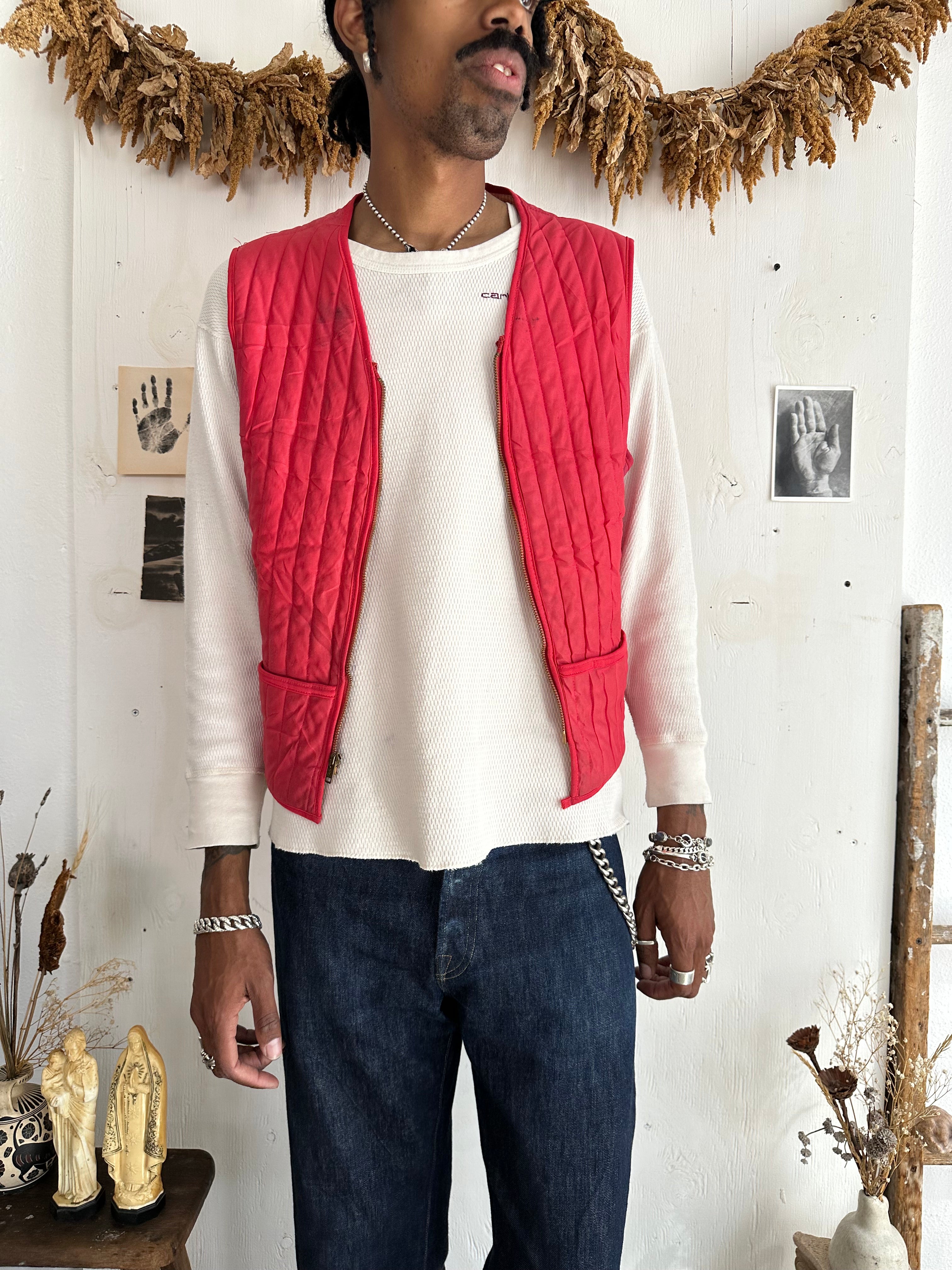 1960s Thrashed Sun Faded Liner Vest (M)