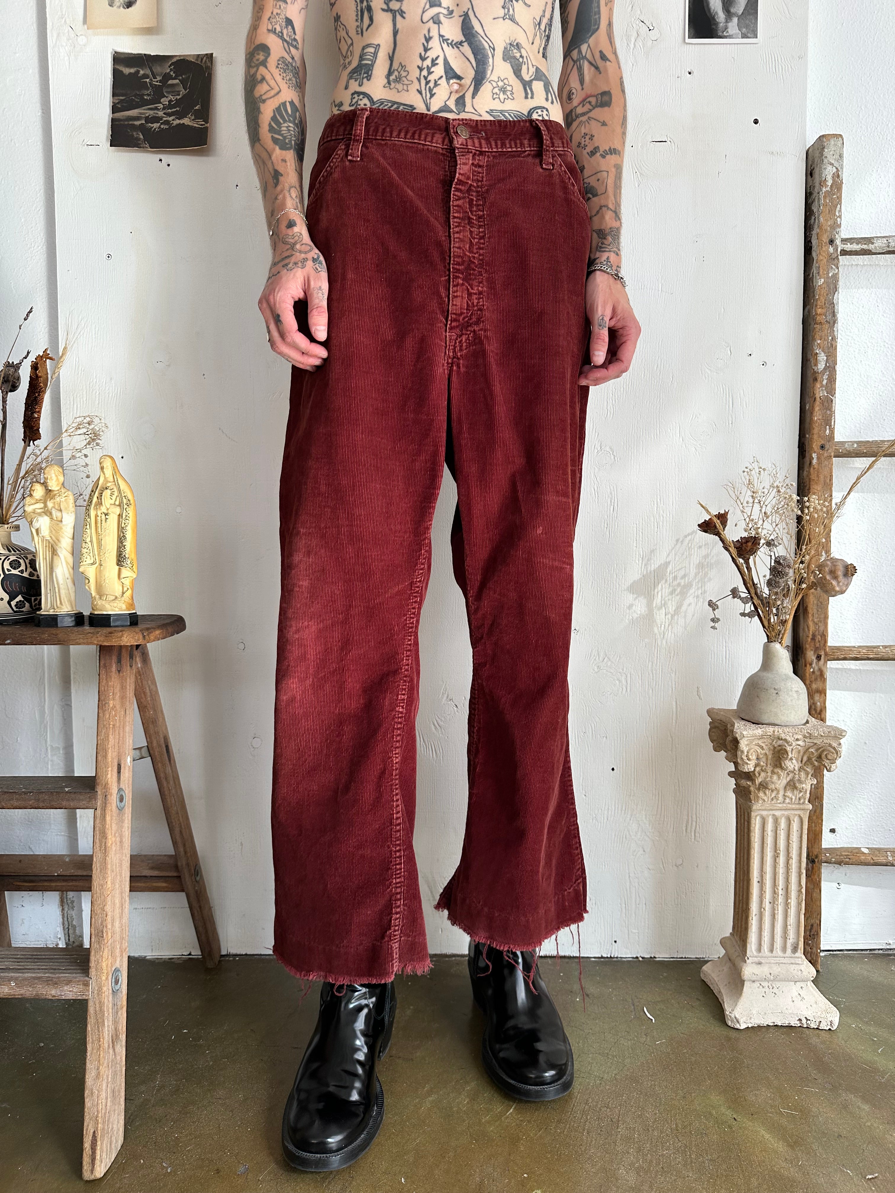 1980s Sunfaded Rust Flared Cords (37/28)