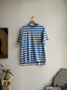 1980s Blue Striped Pocket Tee (L)