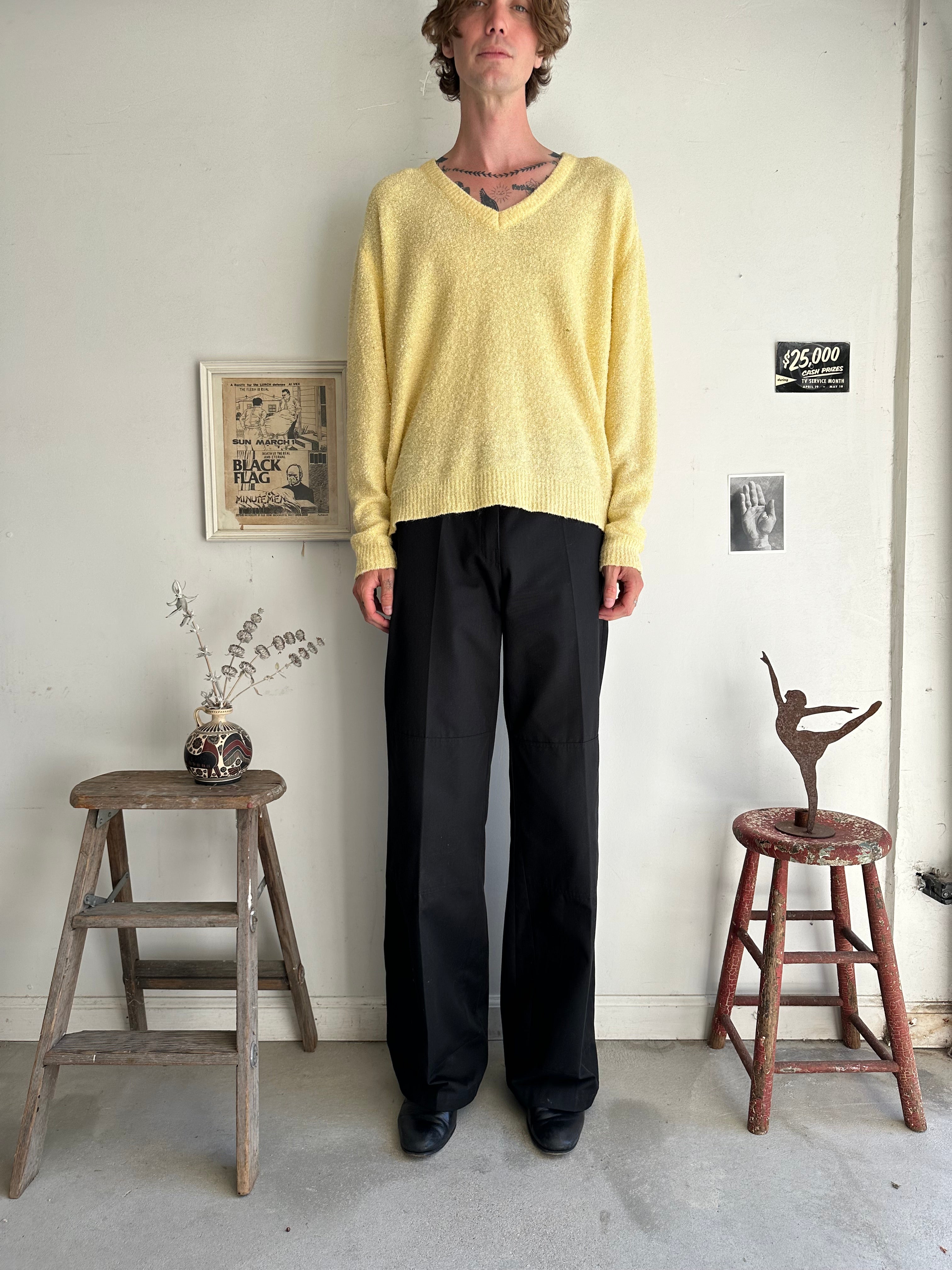 1970s Yellow Knit V Sweater (M/L)