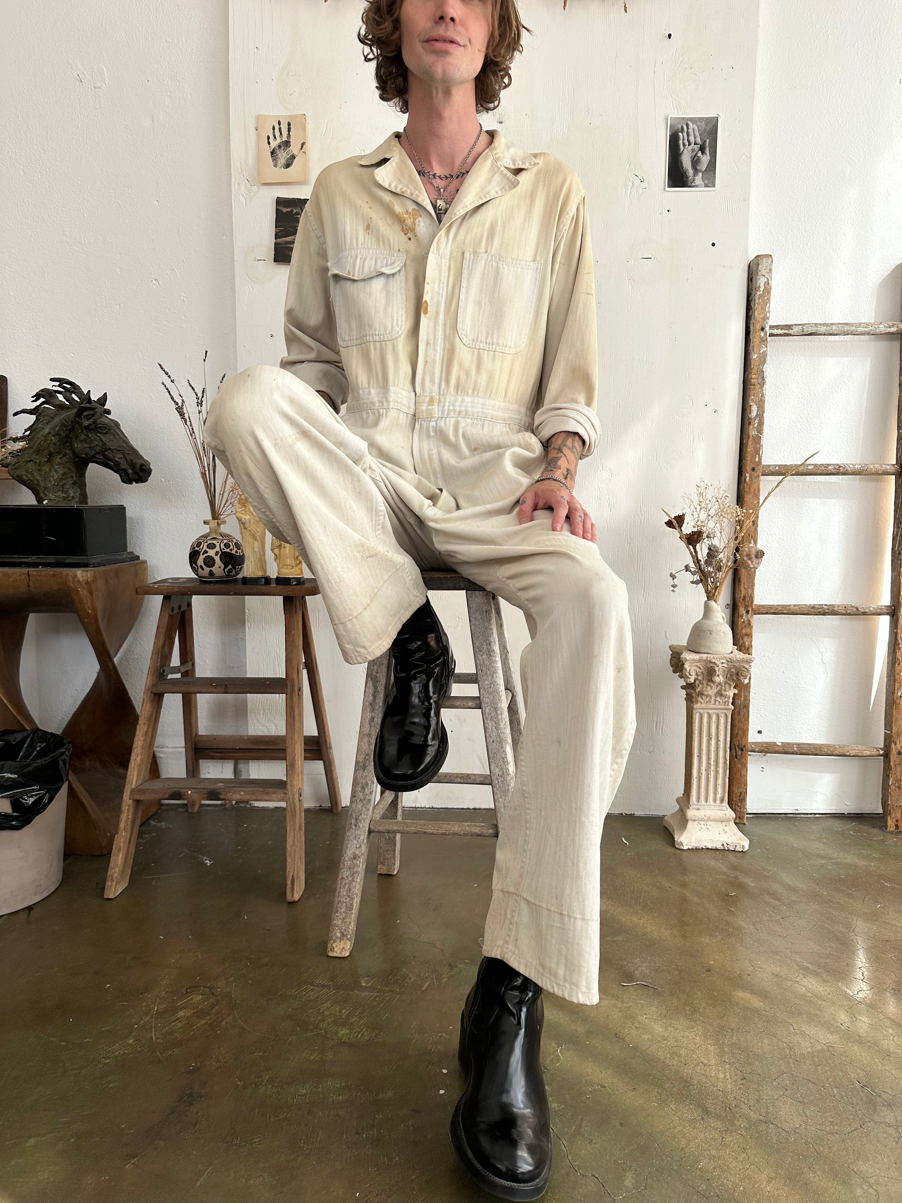 1950s Thrashed Cotton Jumpsuit (M)