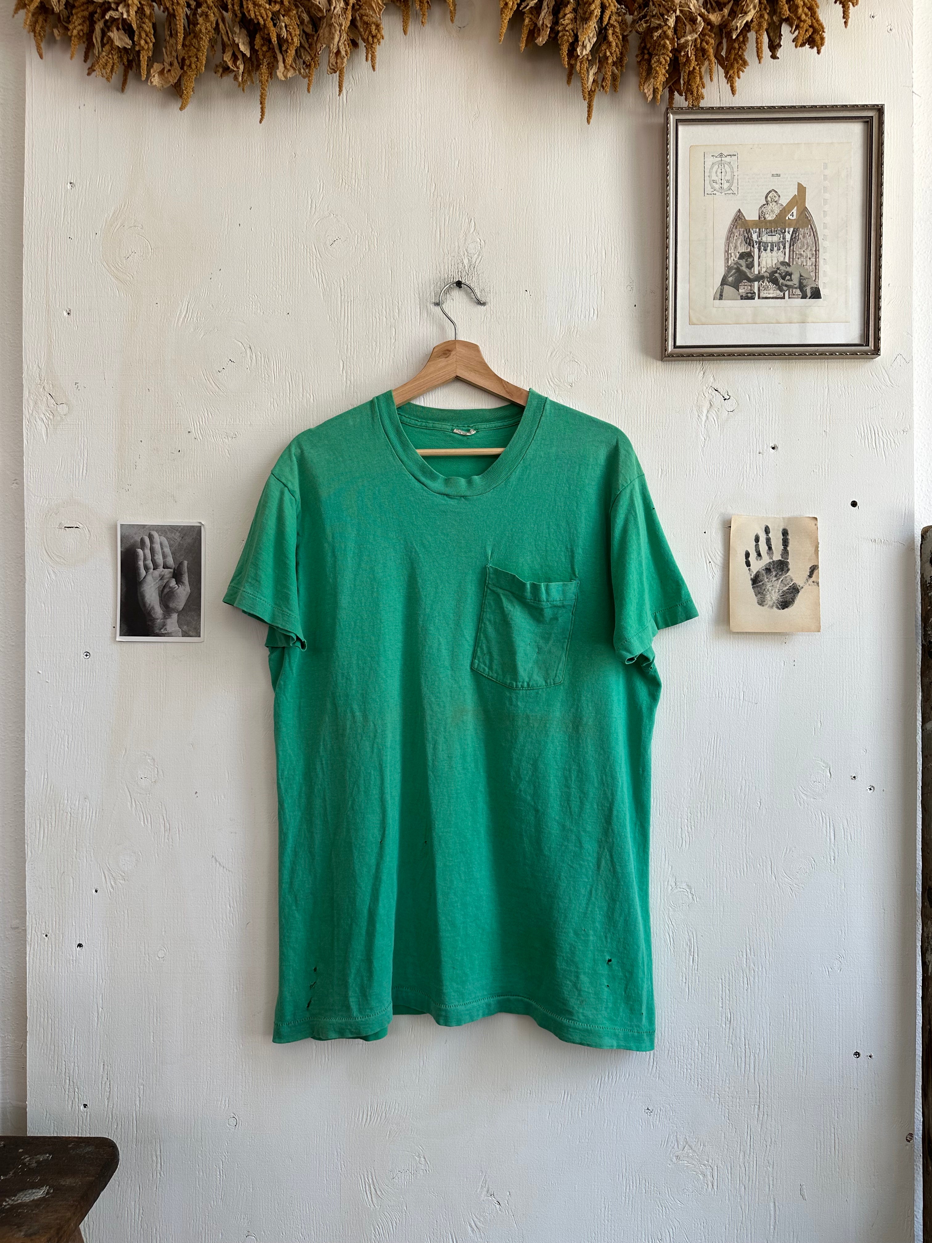 1970s Well Worn Green Pocket Tee (XL)