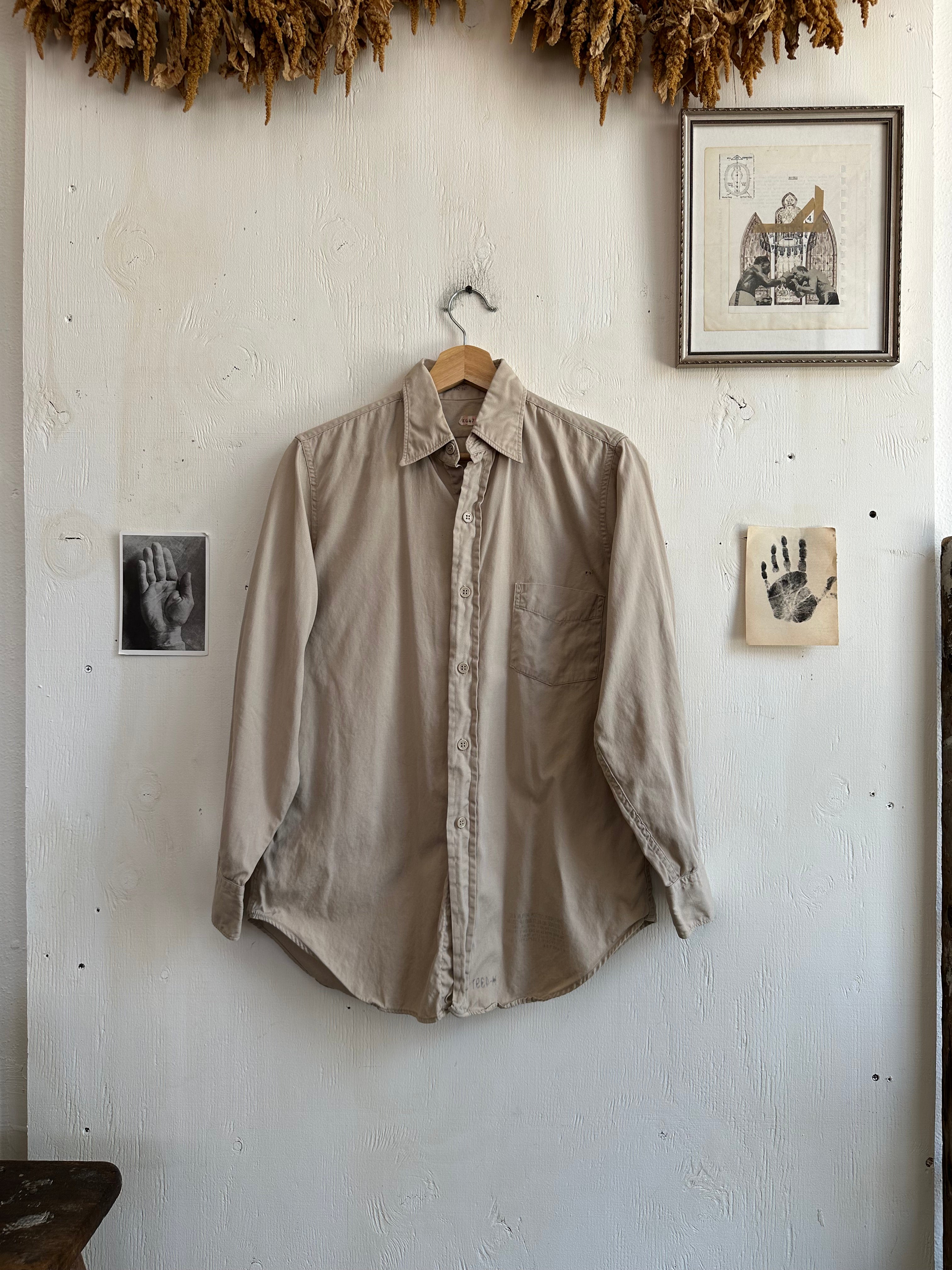 1950s Khaki Workshirt (L)