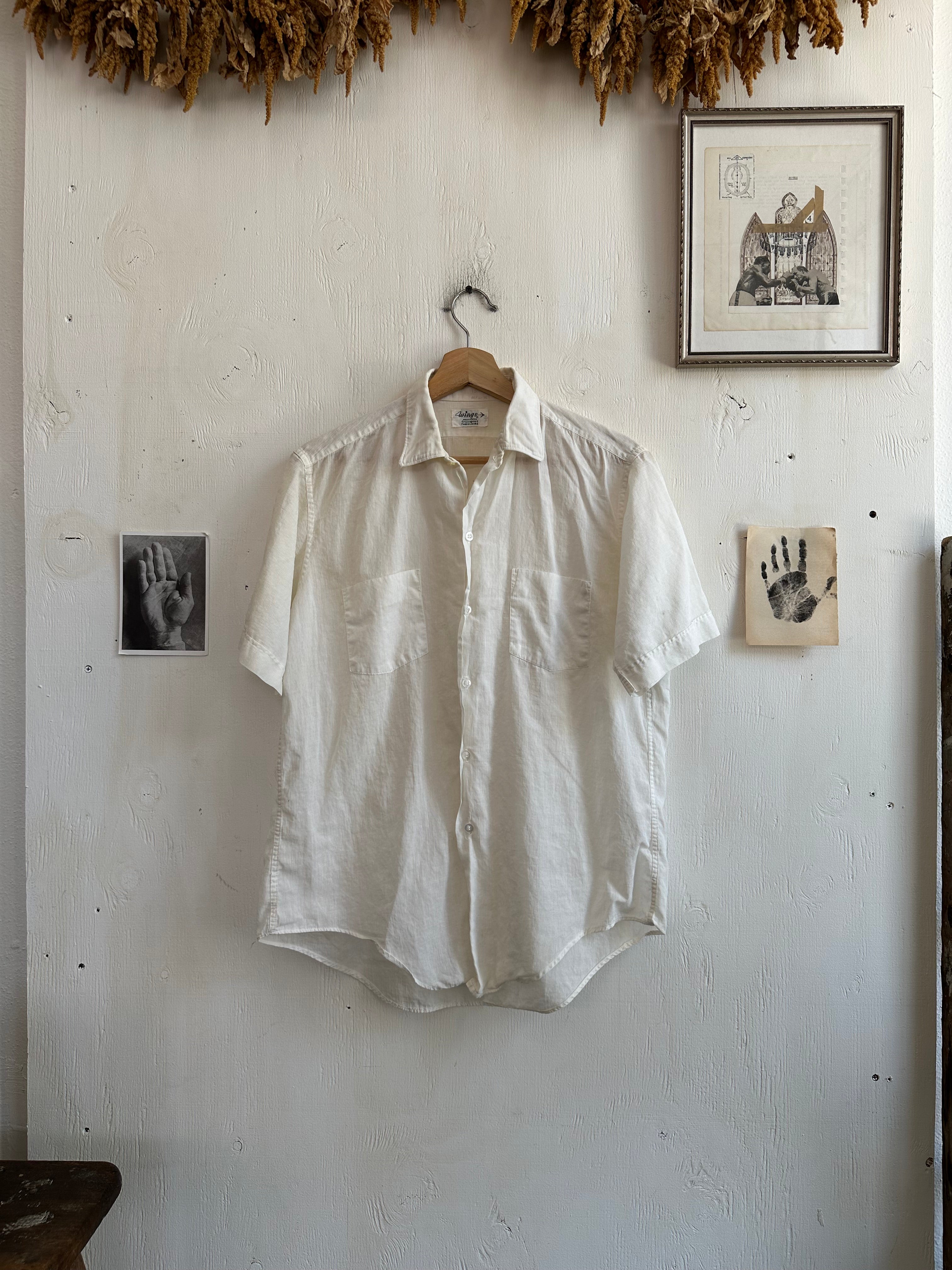1950s Short Sleeve Sheer Button Up (Boxy L/XL)