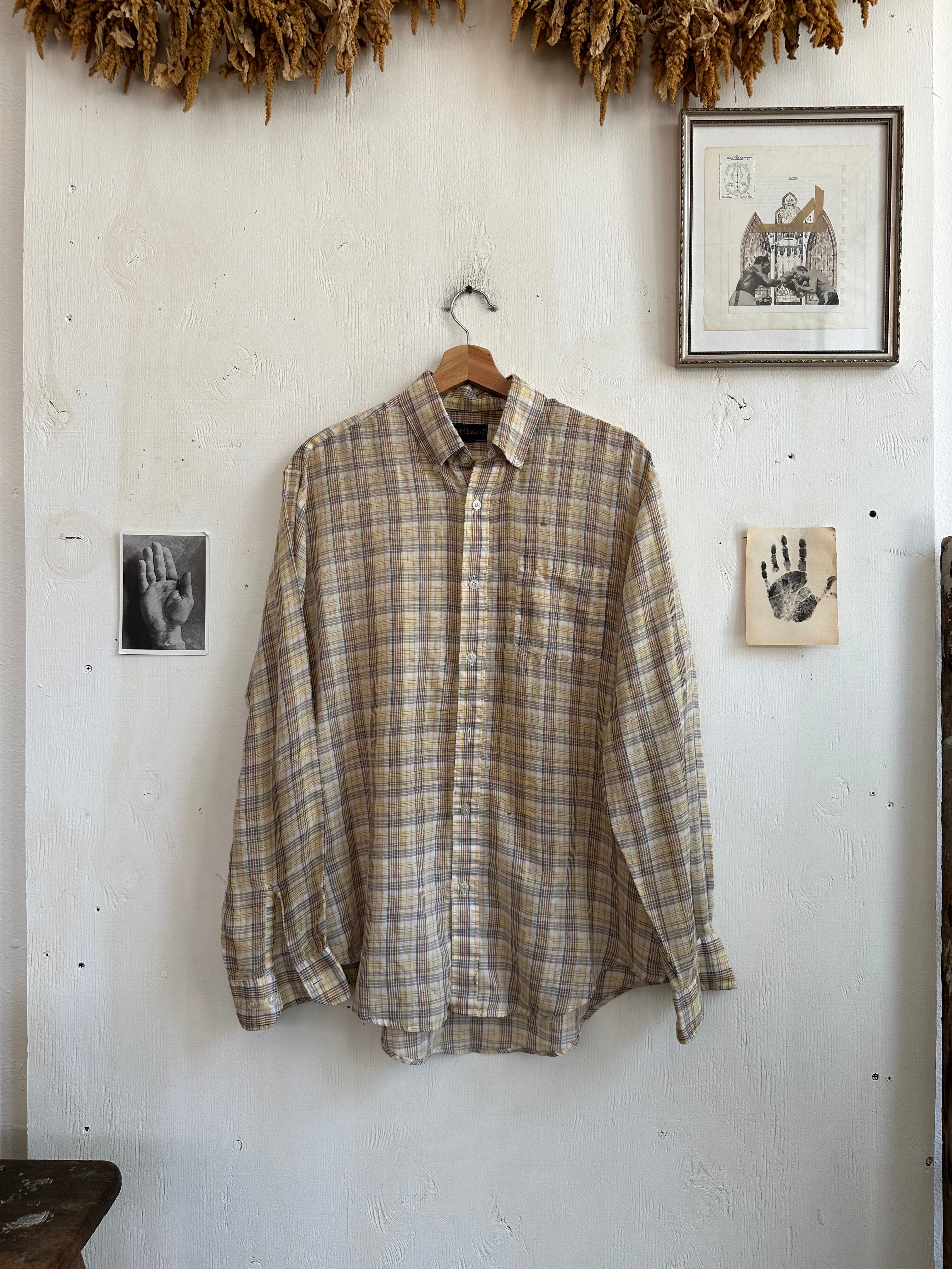 1980s Paper Thin Check Button Up (XL)