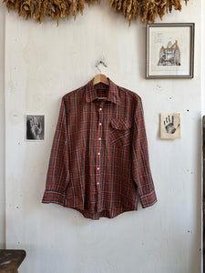 1970s Paper Thin Well Worn Plaid Shirt (L)