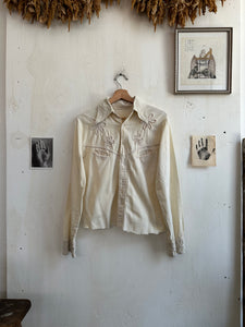 1970s Tonal Embroidered Cotton Western Shirt (S)