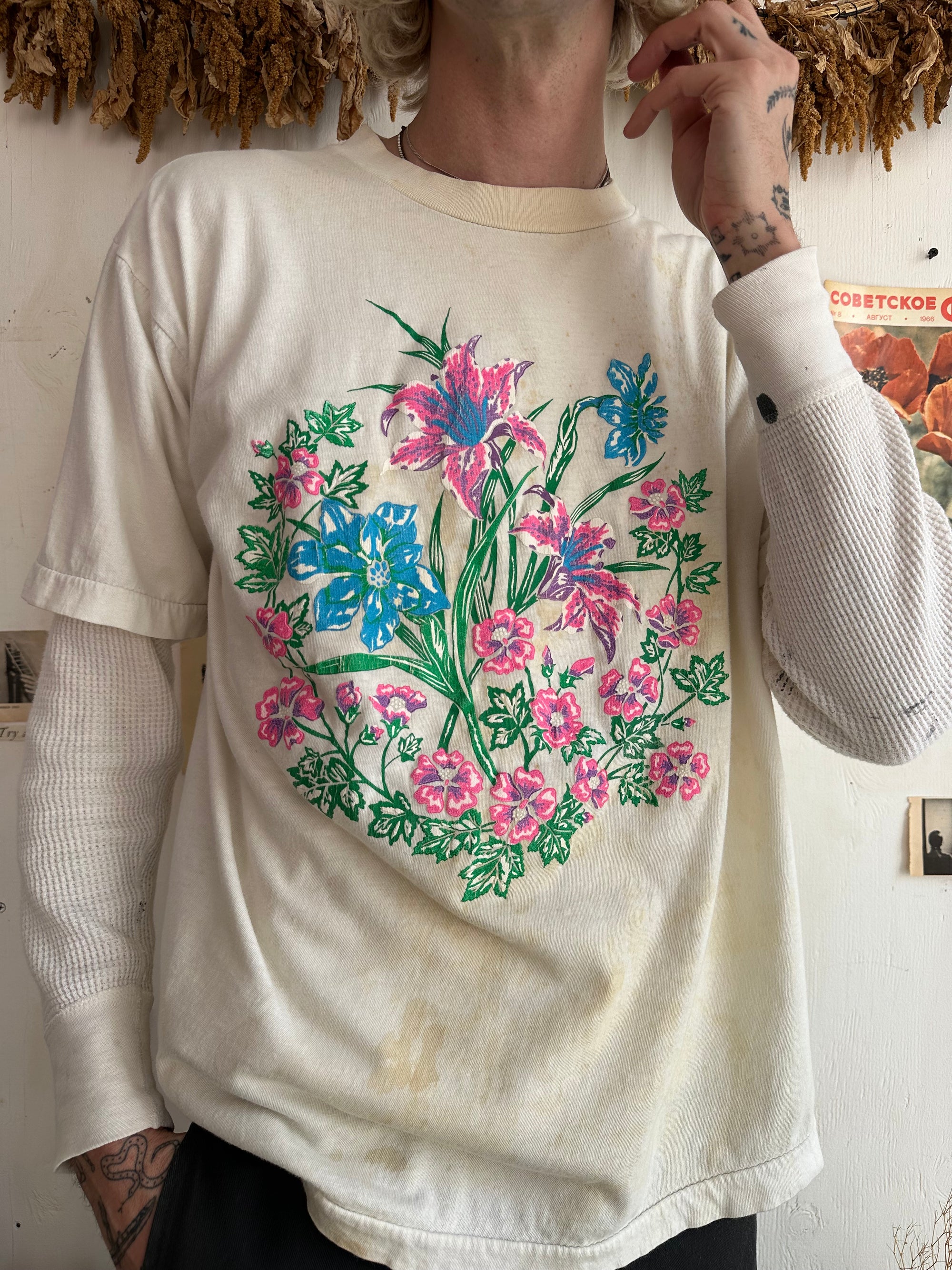 1980s Thrashed Flower T-Shirt
