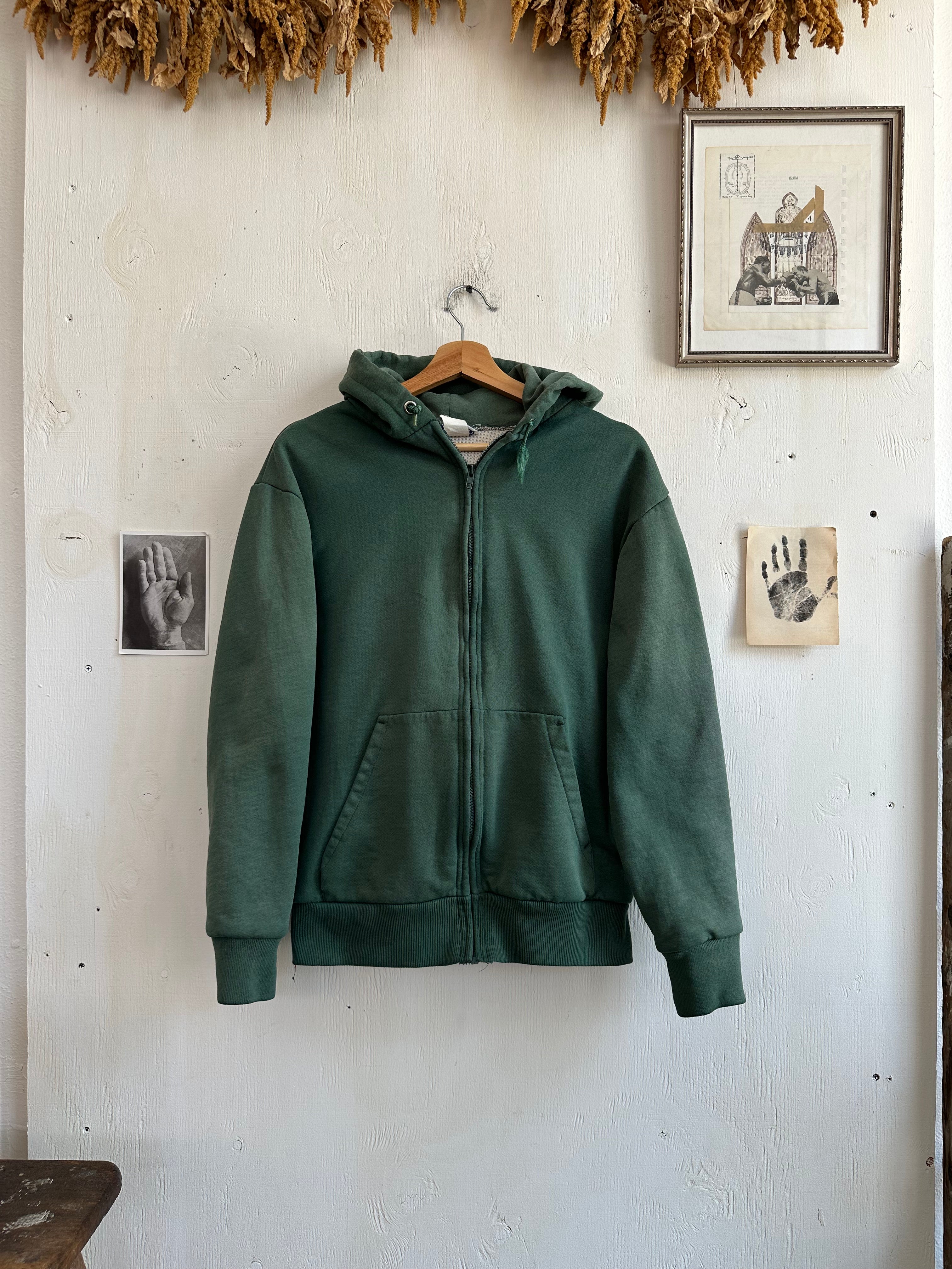 1970s Heavy Thermal Lined Green Zip Up (L)