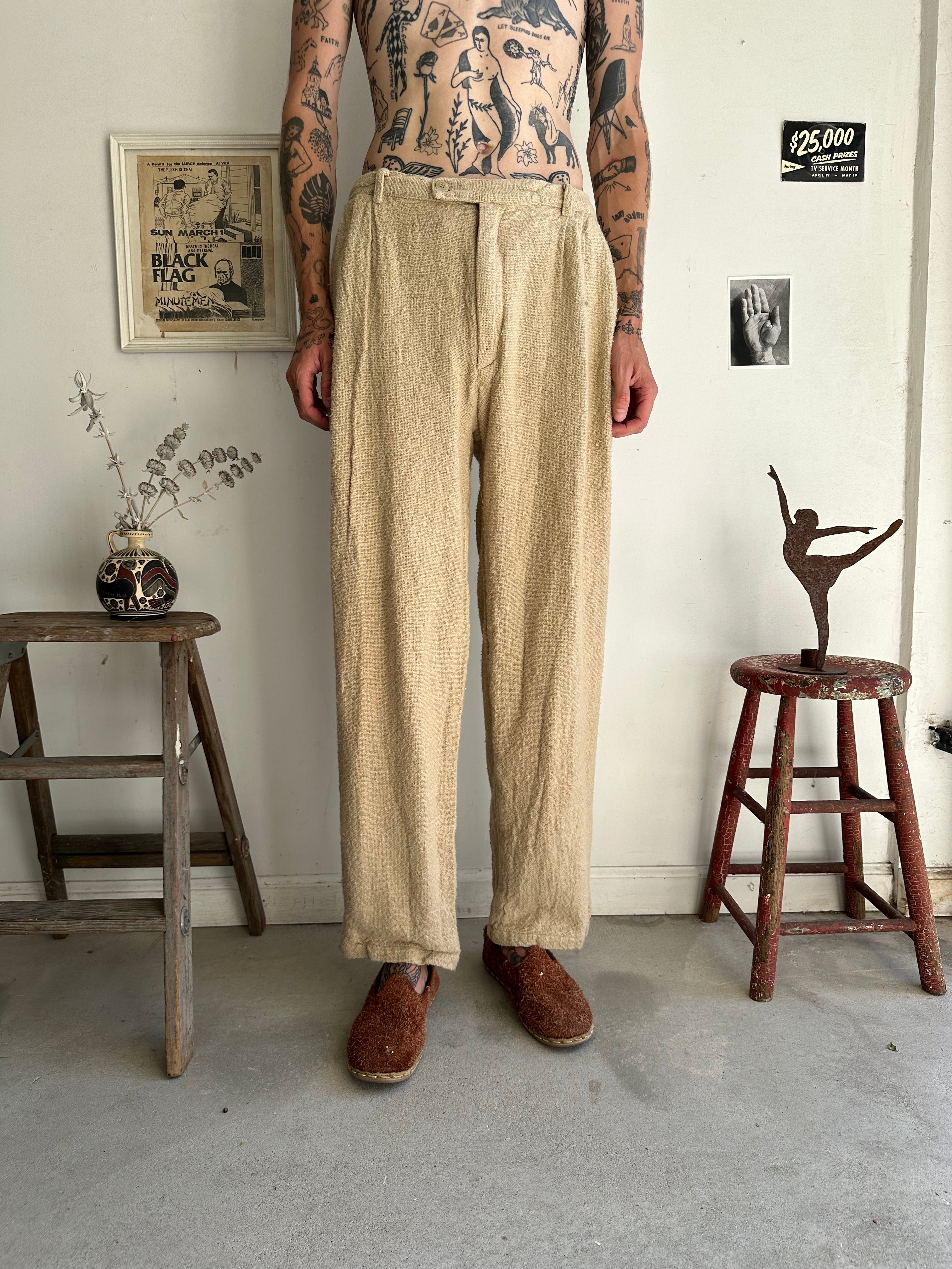 1990s Well-Worn Burlap Trousers (36/30)