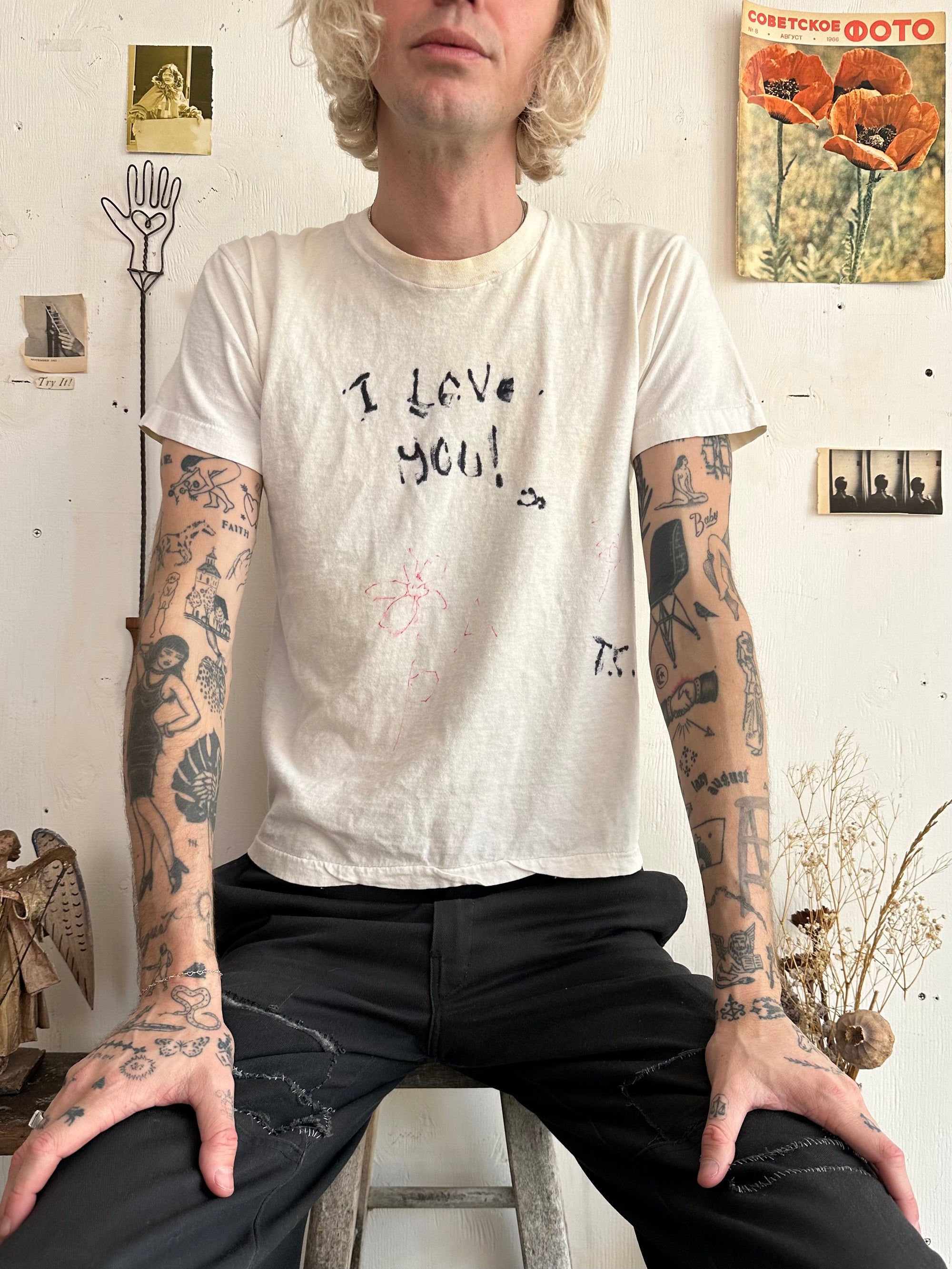 1990s Hand drawn "I Love You!" Tee