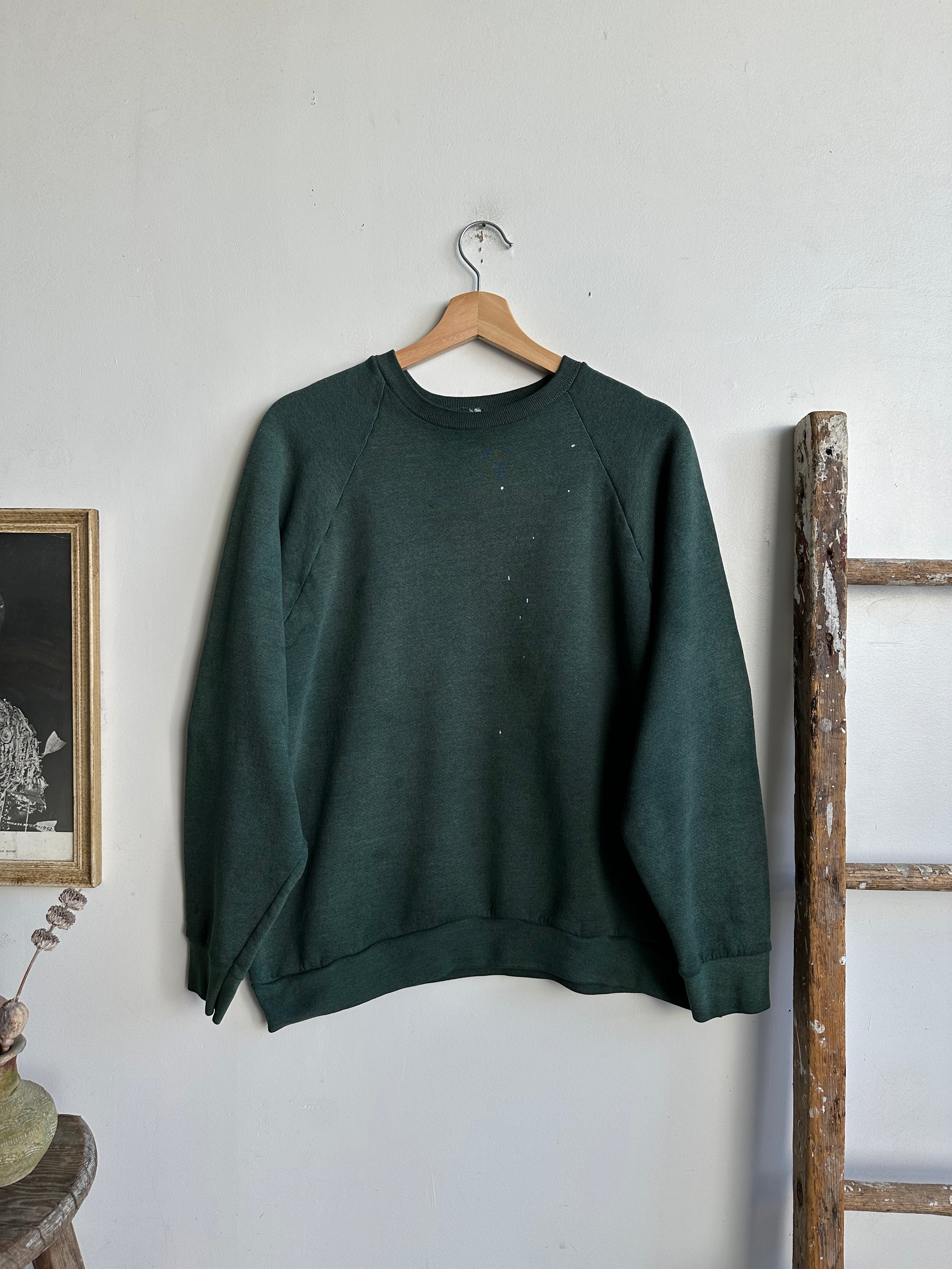 1970s Paint Stained Evergreen Sweatshirt (M/L)