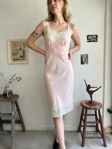 1940s Pink Lace Slip Dress (XS)