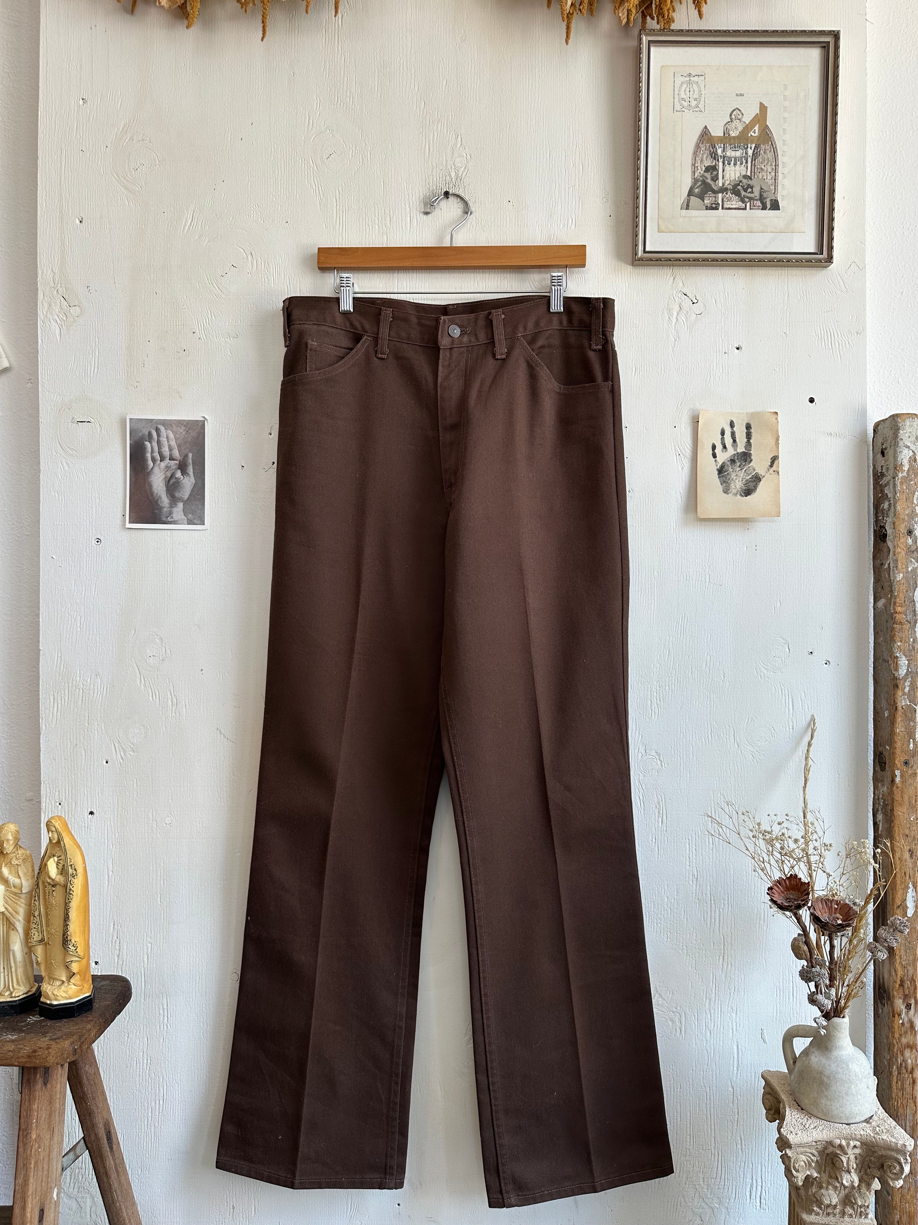 1980s Plain Pockets Baggy Brown Denim (34/34)